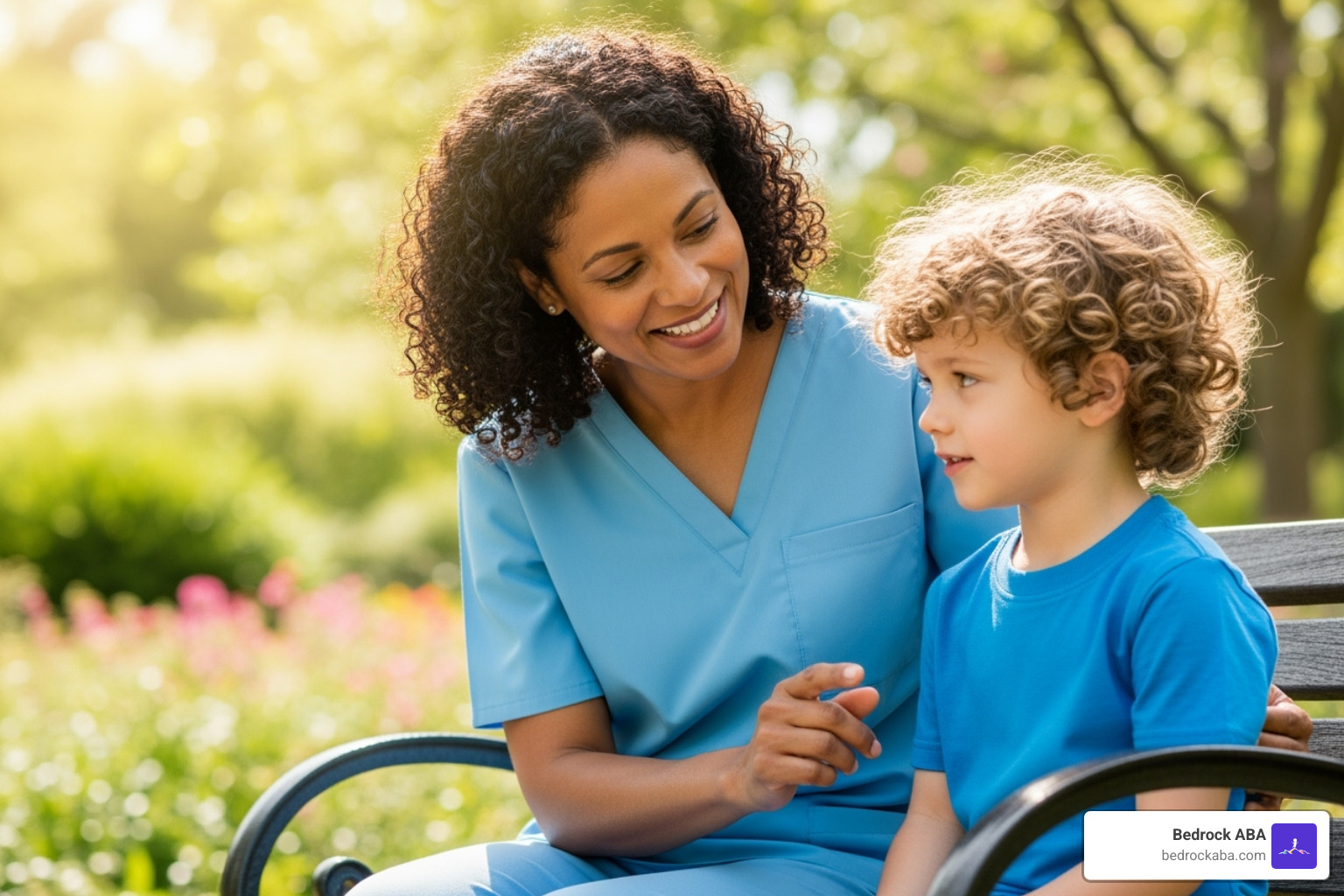 Therapist helping a child practice social skills in a community setting like a park - aba therapy jobs in utah