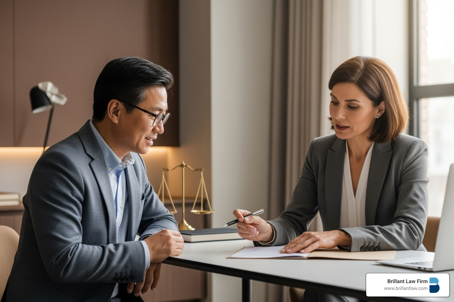 lawyer confidently explaining complex documents to a relieved trustee - trust administration lawyers