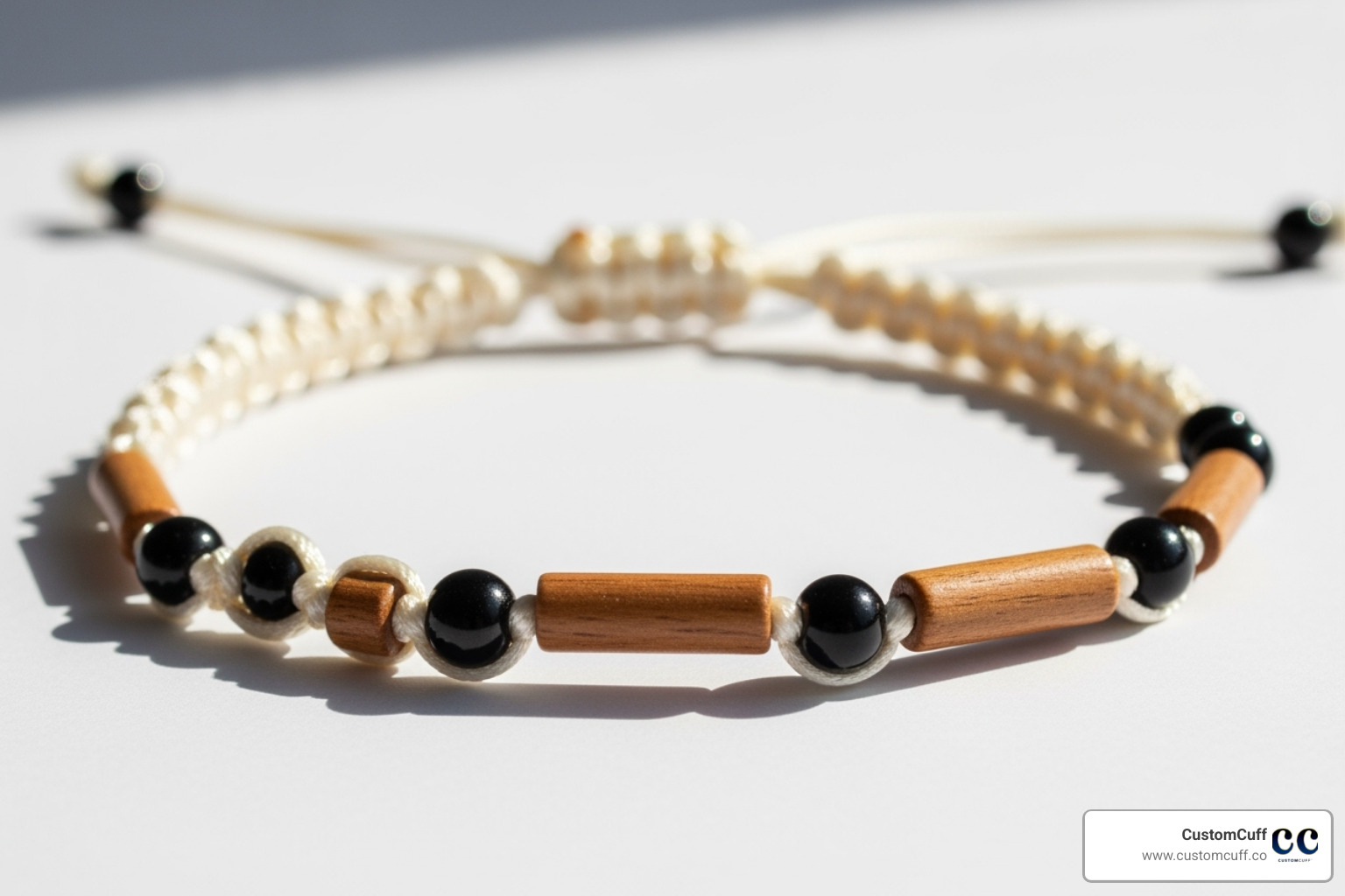 delicate beaded Morse code bracelet on a silk cord - custom Morse code bracelet