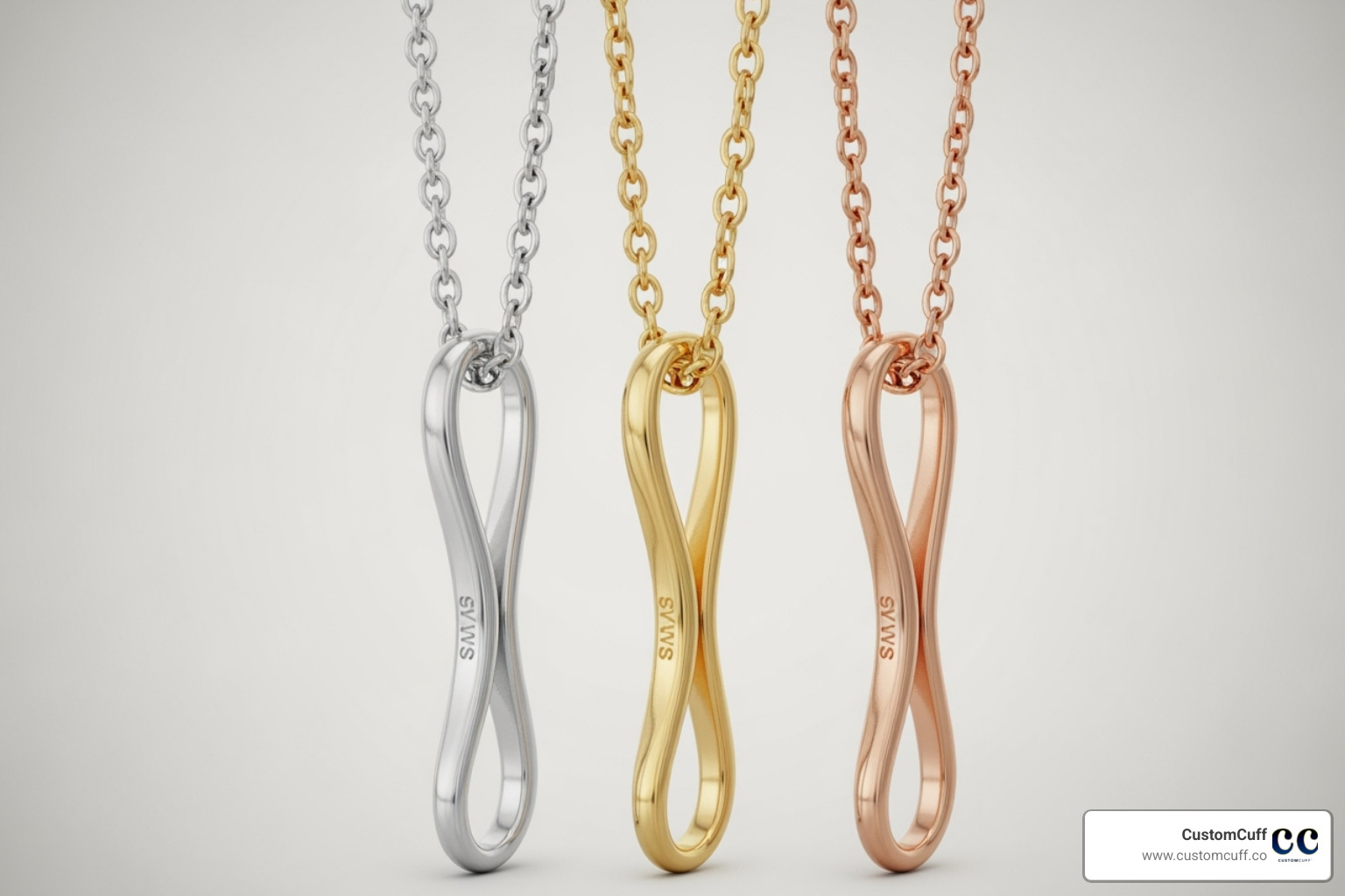 three necklaces in sterling silver, yellow gold, and rose gold finishes - handwriting necklace three necklaces in sterling silver, yellow gold, and rose gold finishes - handwriting necklace