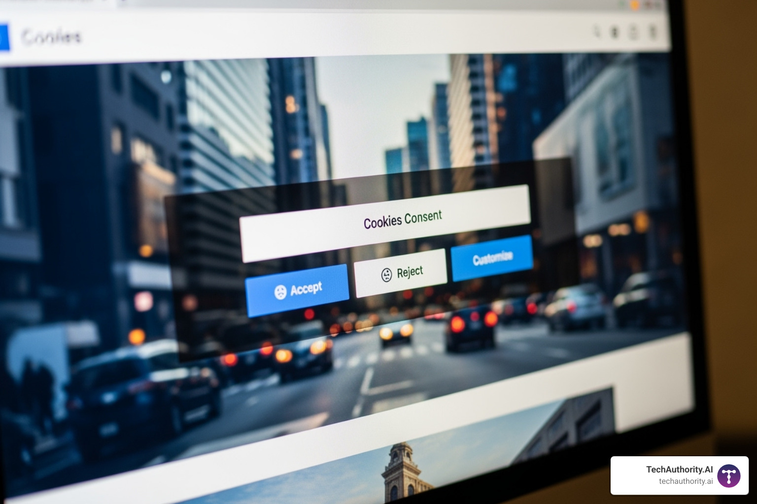Cookie consent banner with clear accept/reject options, customization settings, and plain language explanation of cookie usage - GDPR compliance for WordPress