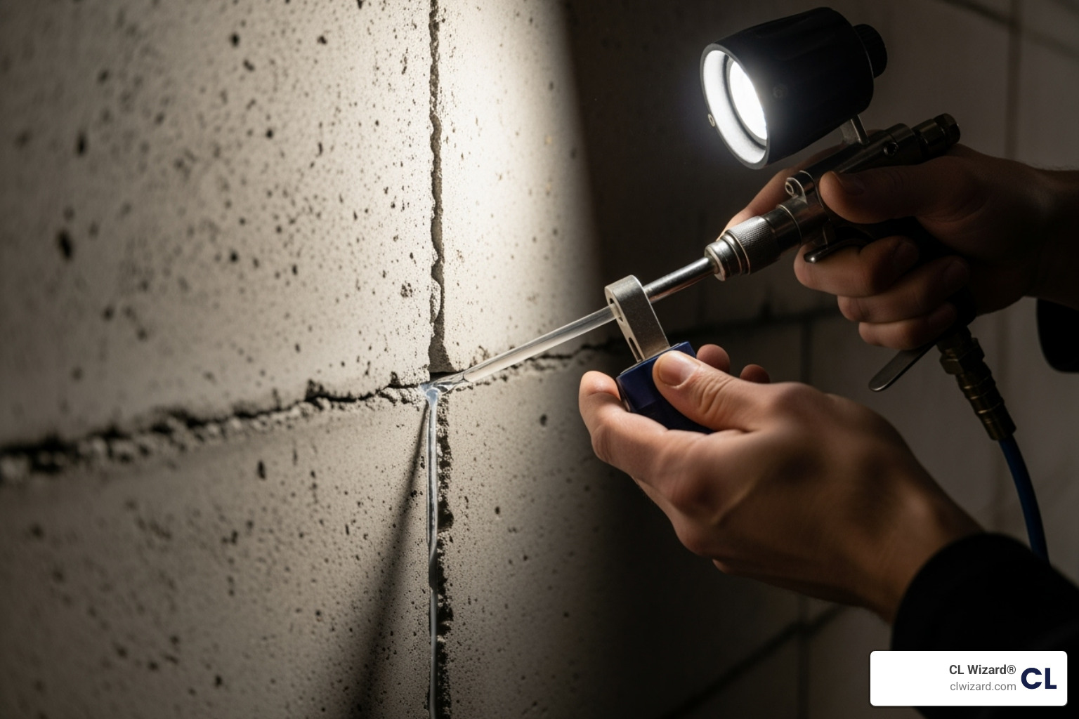 concrete crack repair injection process - concrete basement wall crack leak repair