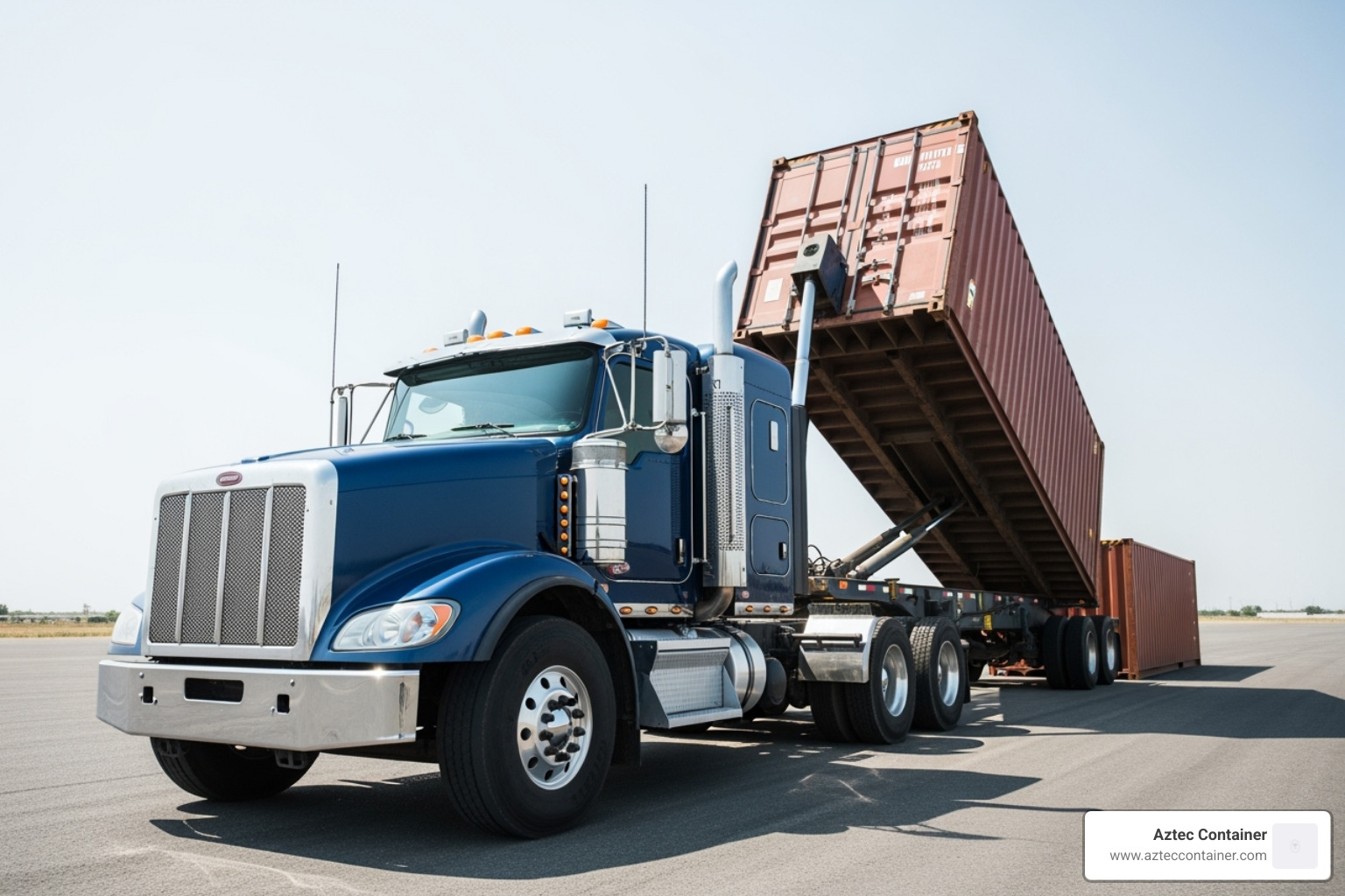 the required clearance space for a tilt-bed delivery truck - rental shipping containers