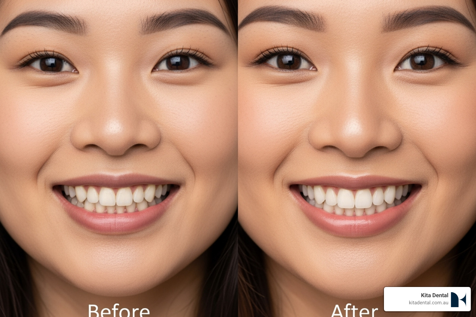 before-and-after smile makeover showcasing cosmetic dental work - 24 hour dentist sydney