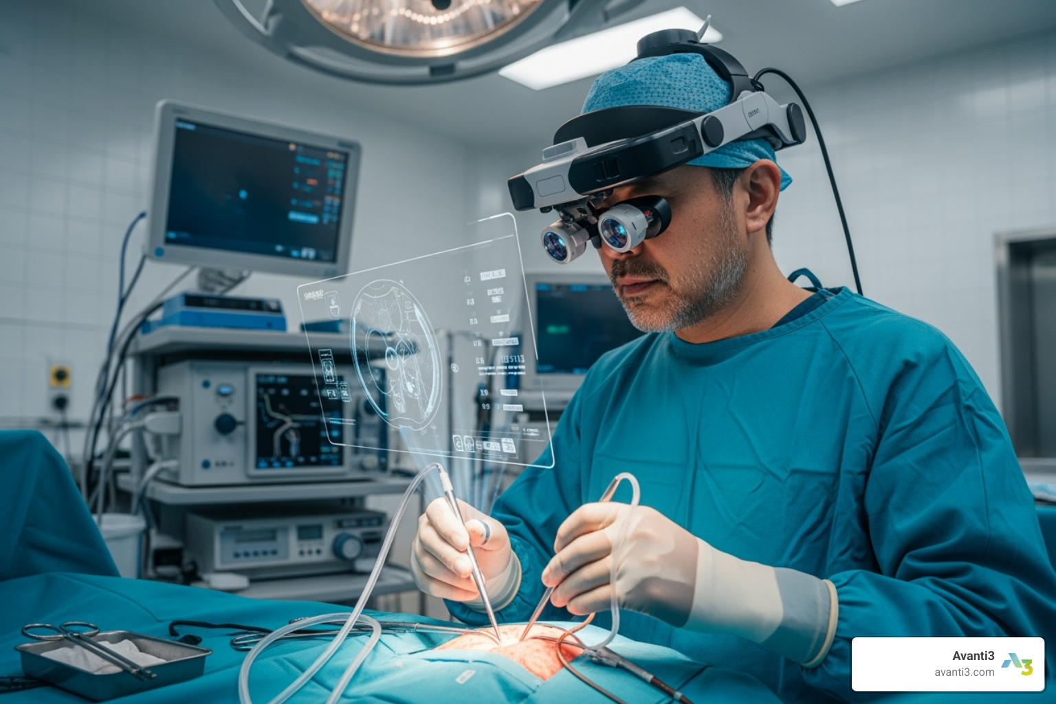Image of a surgeon using AR for a complex procedure. - immersion augmented reality