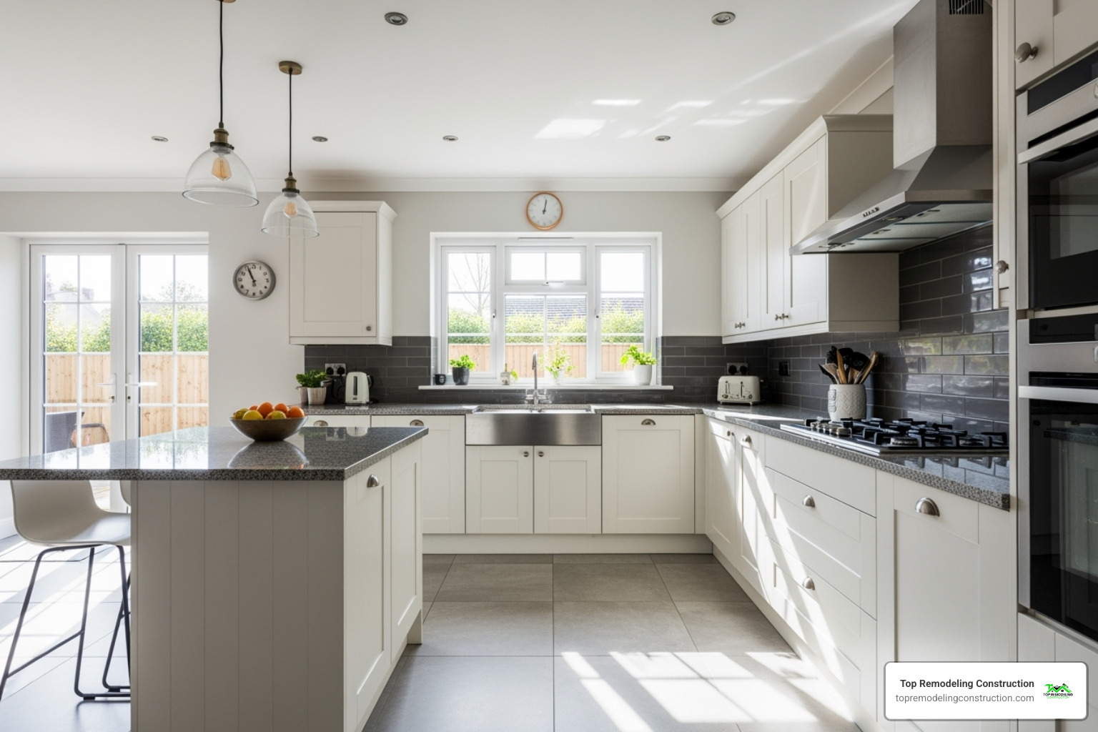 kitchen flooded with natural light from a large window over the sink - Eco-friendly kitchen remodel