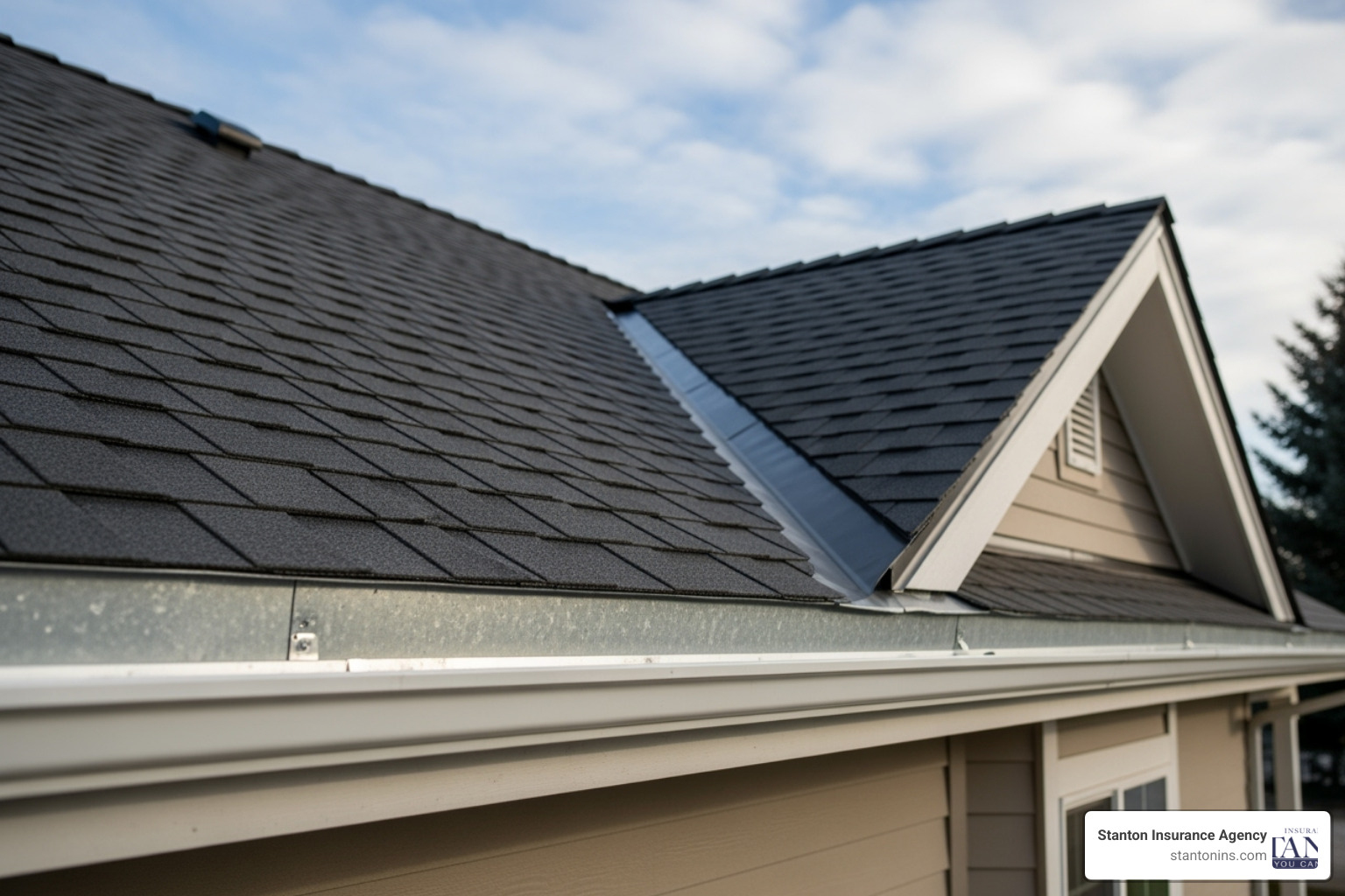 a properly cleared gutter on a roof edge before winter - Fire & Ice – Your Guide to Winter Preparation