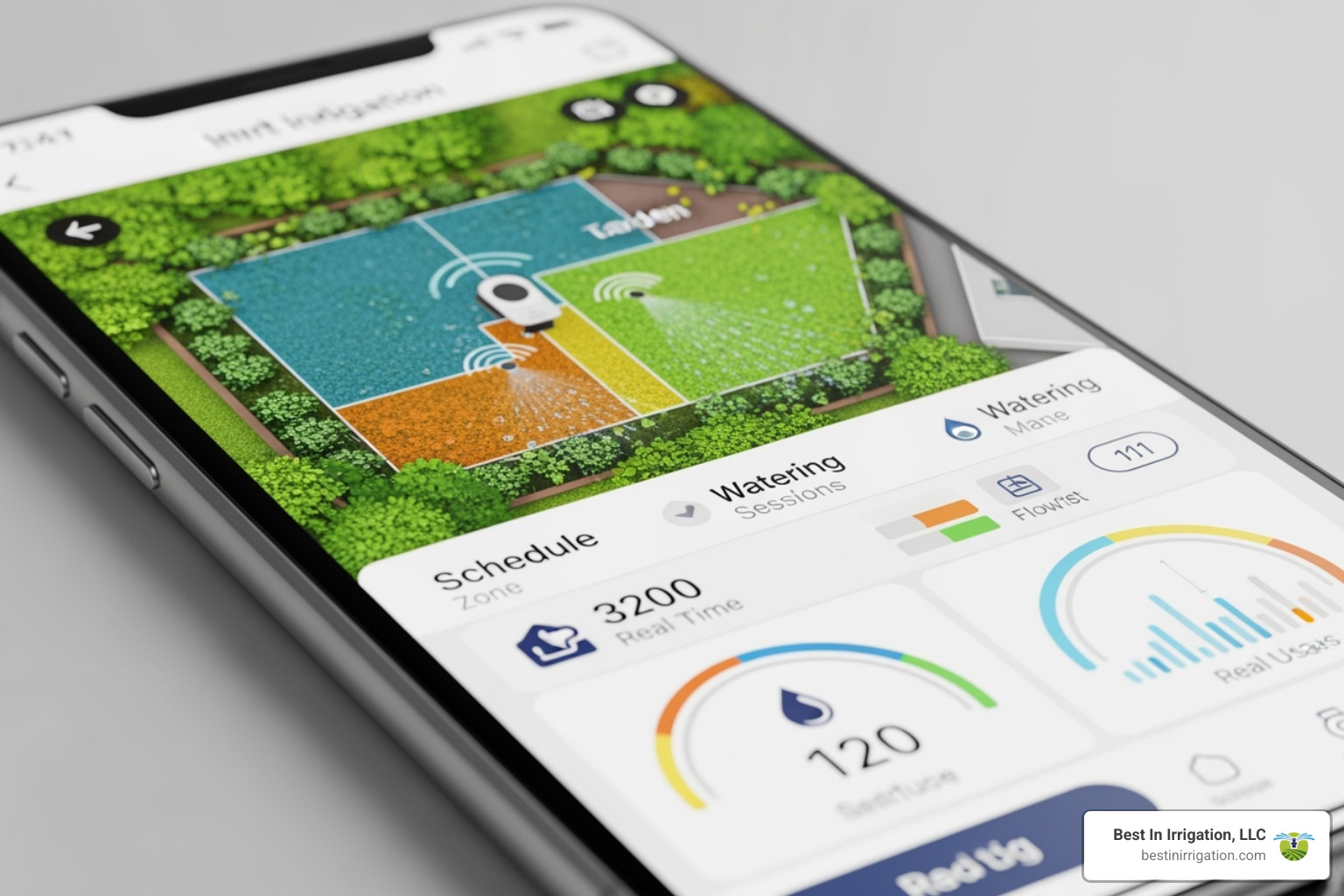 smartphone screen with smart irrigation app - sprinkler repair and installation near me