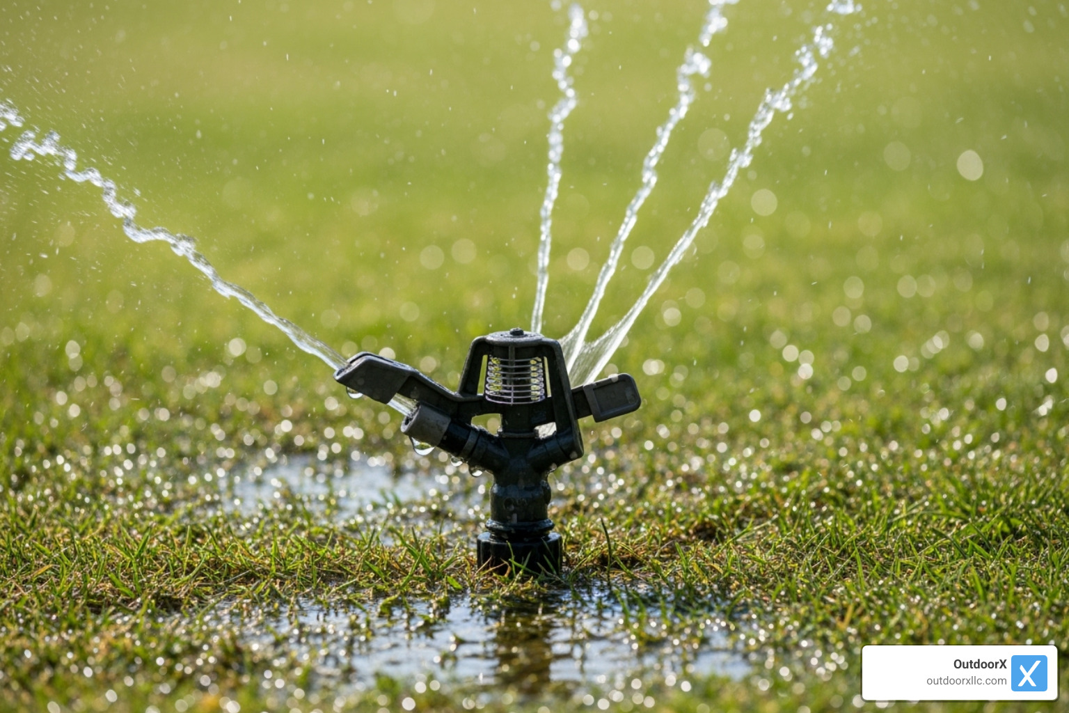 broken sprinkler head spraying water incorrectly - affordable lawn care and sprinkler repair