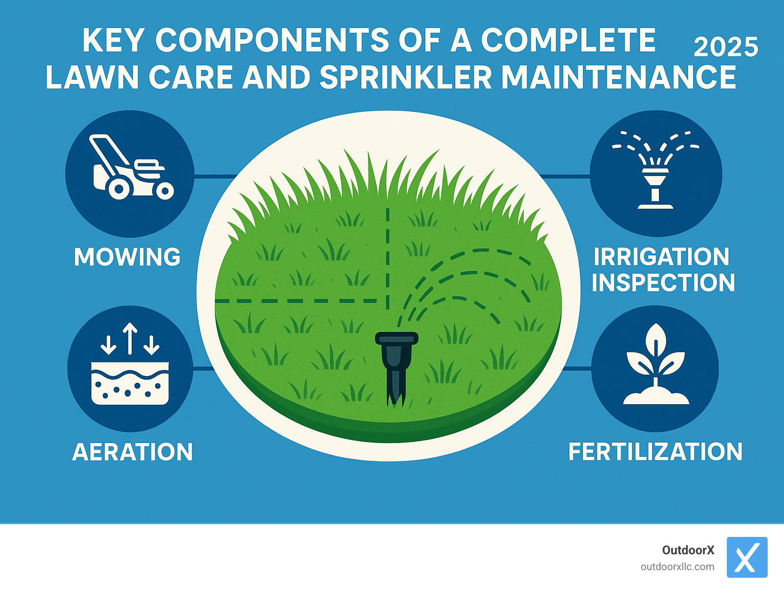 key components of a complete lawn care and sprinkler maintenance plan - affordable lawn care and sprinkler repair infographic 