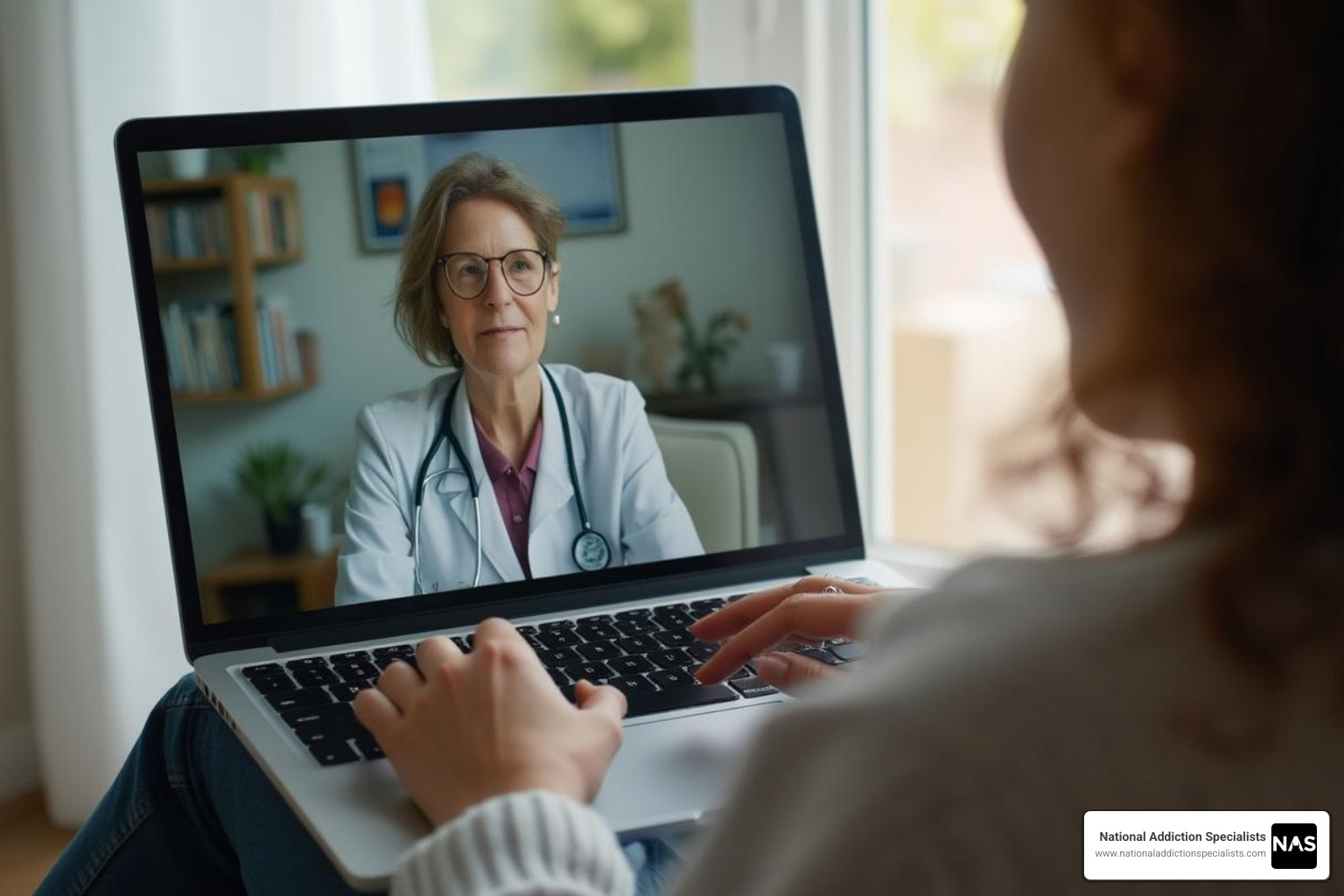 a person having a positive and confidential telehealth consultation on a laptop - suboxone clinic in mount juliet tennessee