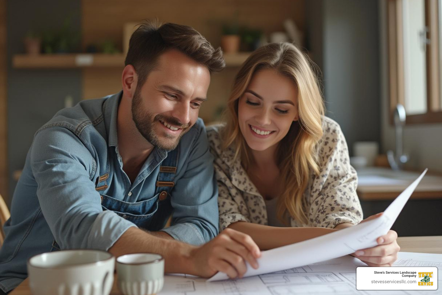 contractor and homeowner reviewing blueprints - local remodeling contractors near me