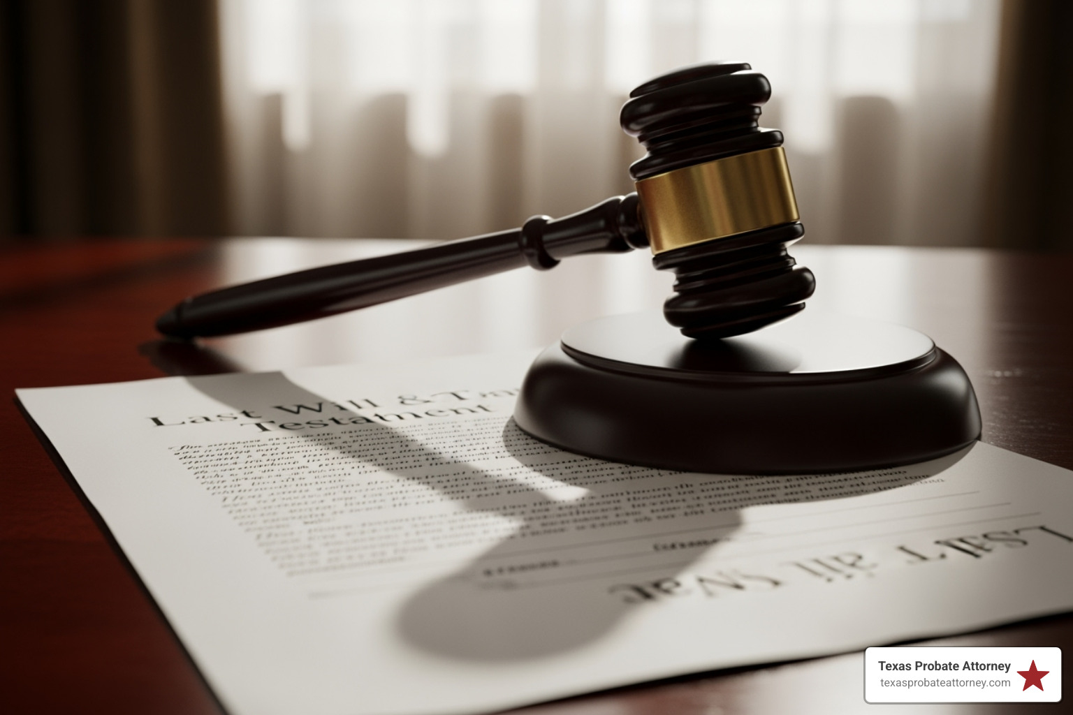 A gavel resting on a last will and testament document - average solicitors fees for probate