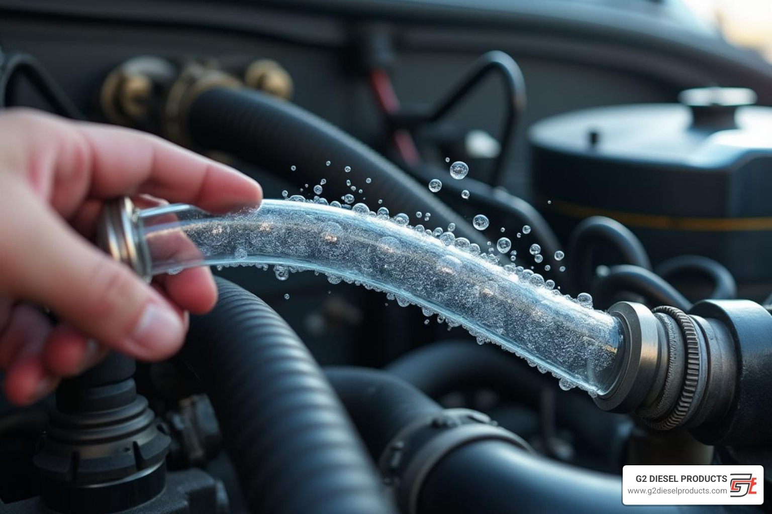 Using a clear hose to diagnose air in a diesel fuel system - how to prime a paccar px-9 fuel system
