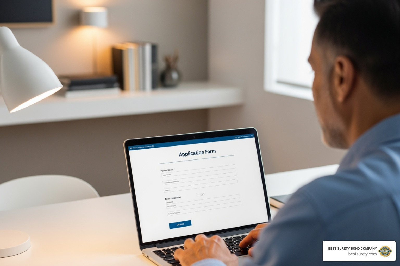 image of a simple online application form on a laptop screen - how much does a $10000 notary bond cost