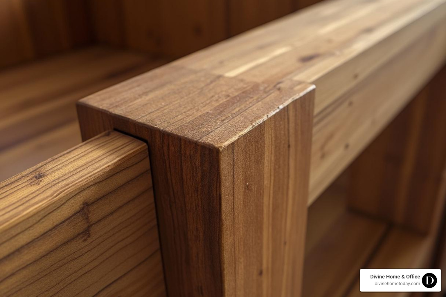 detailed close-up showing high-quality joinery and finish on custom wood furniture - custom design furniture