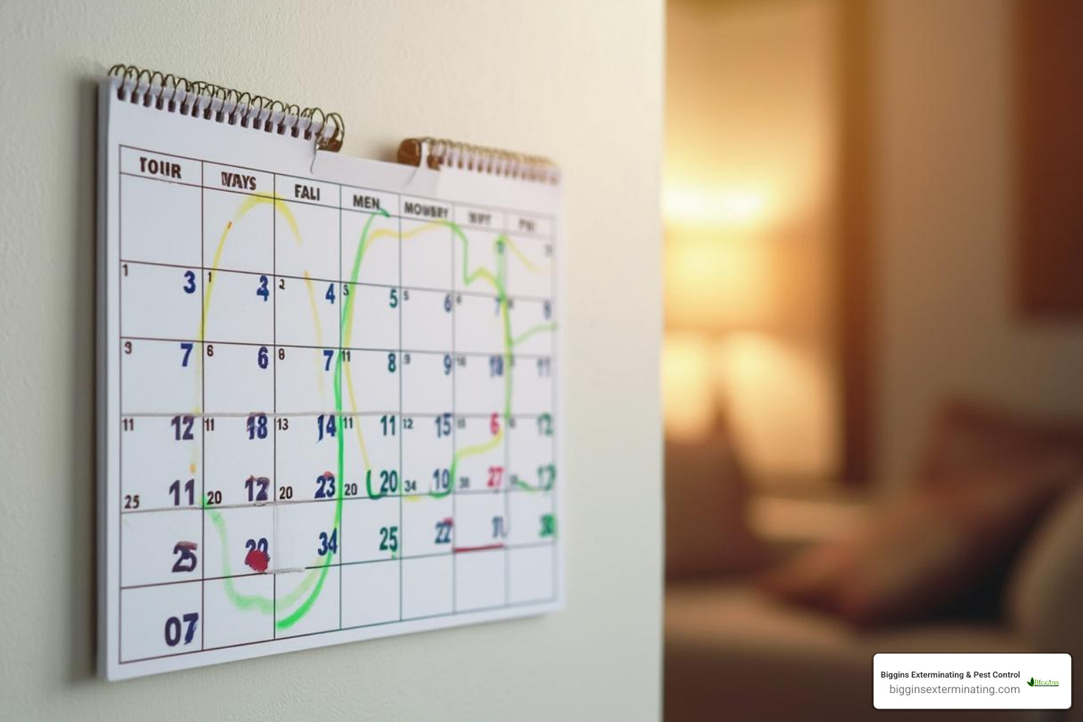 Calendar with an annual "Termite Inspection" reminder - Termite inspection services