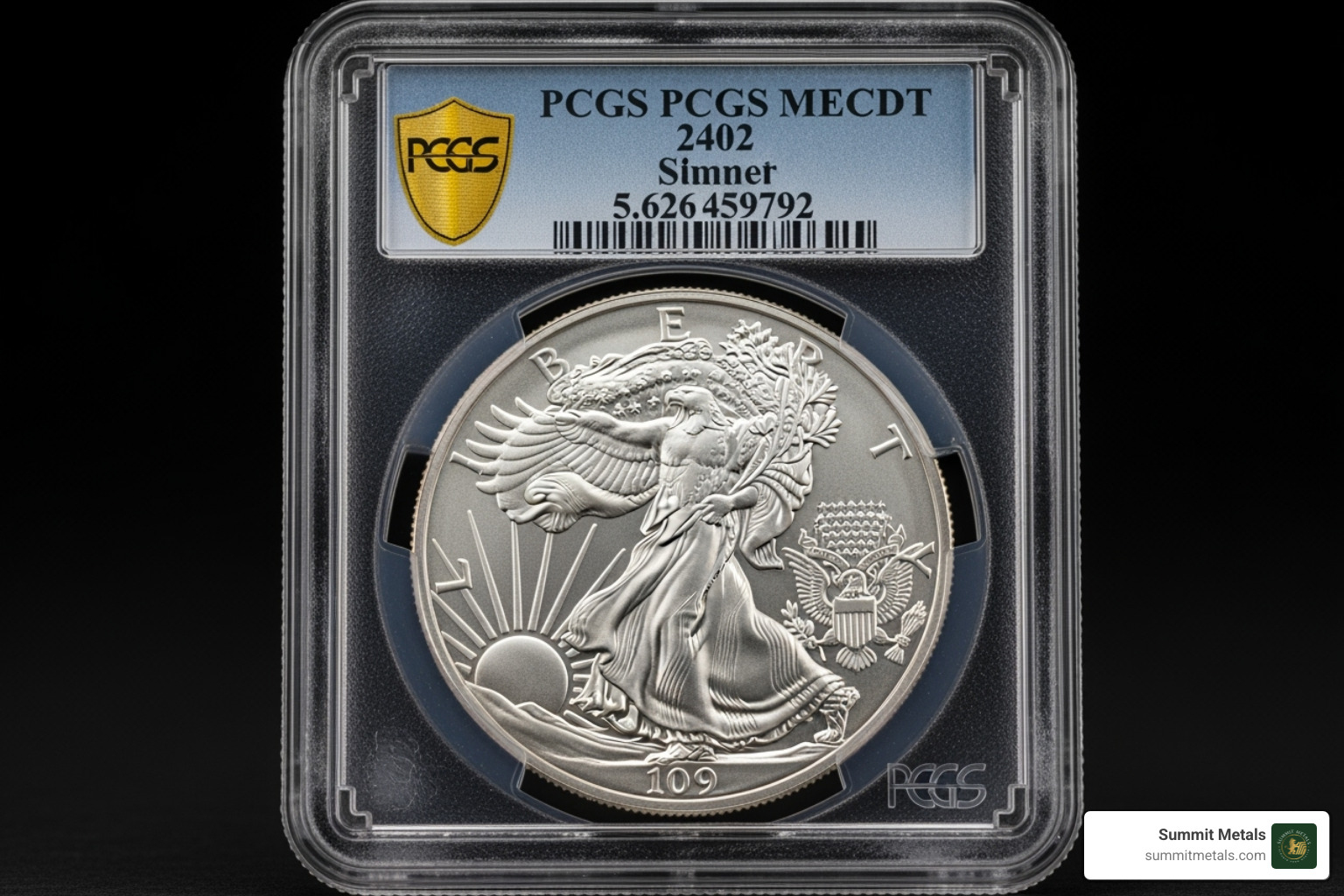 PCGS certified American Silver Eagle in protective slab - american eagle silver bullion coins for sale