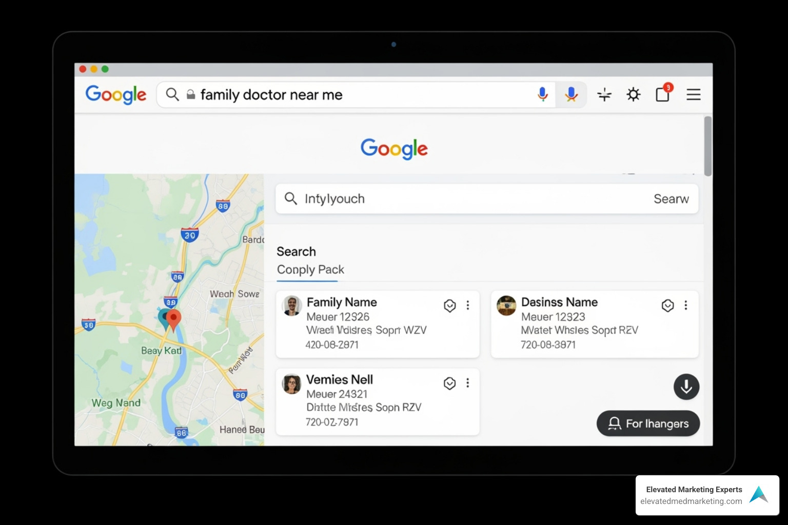 image of a Google search result for "med spa near me" showing the map pack - Aesthetic SEO