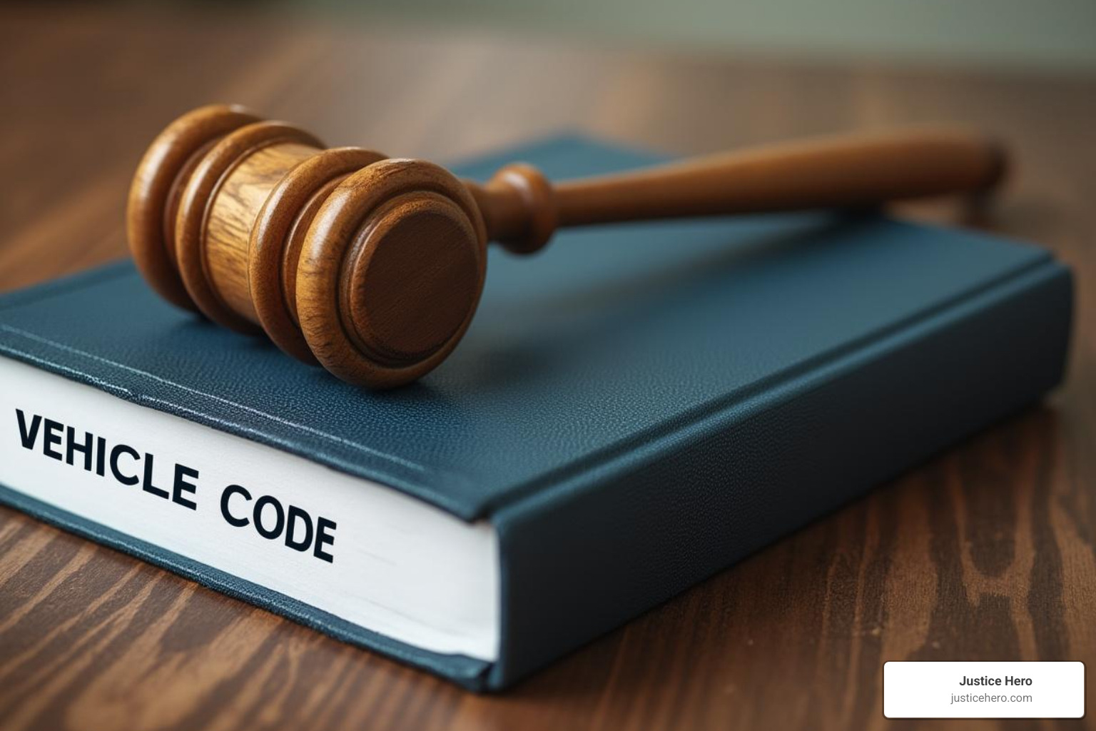 gavel resting on a vehicle code book - motor vehicle accident laws