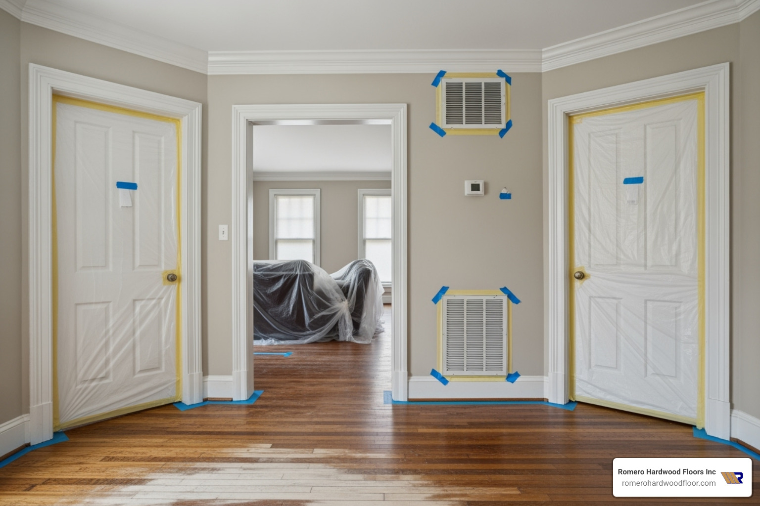 Prepping a room by covering vents - finishing hardwood floors