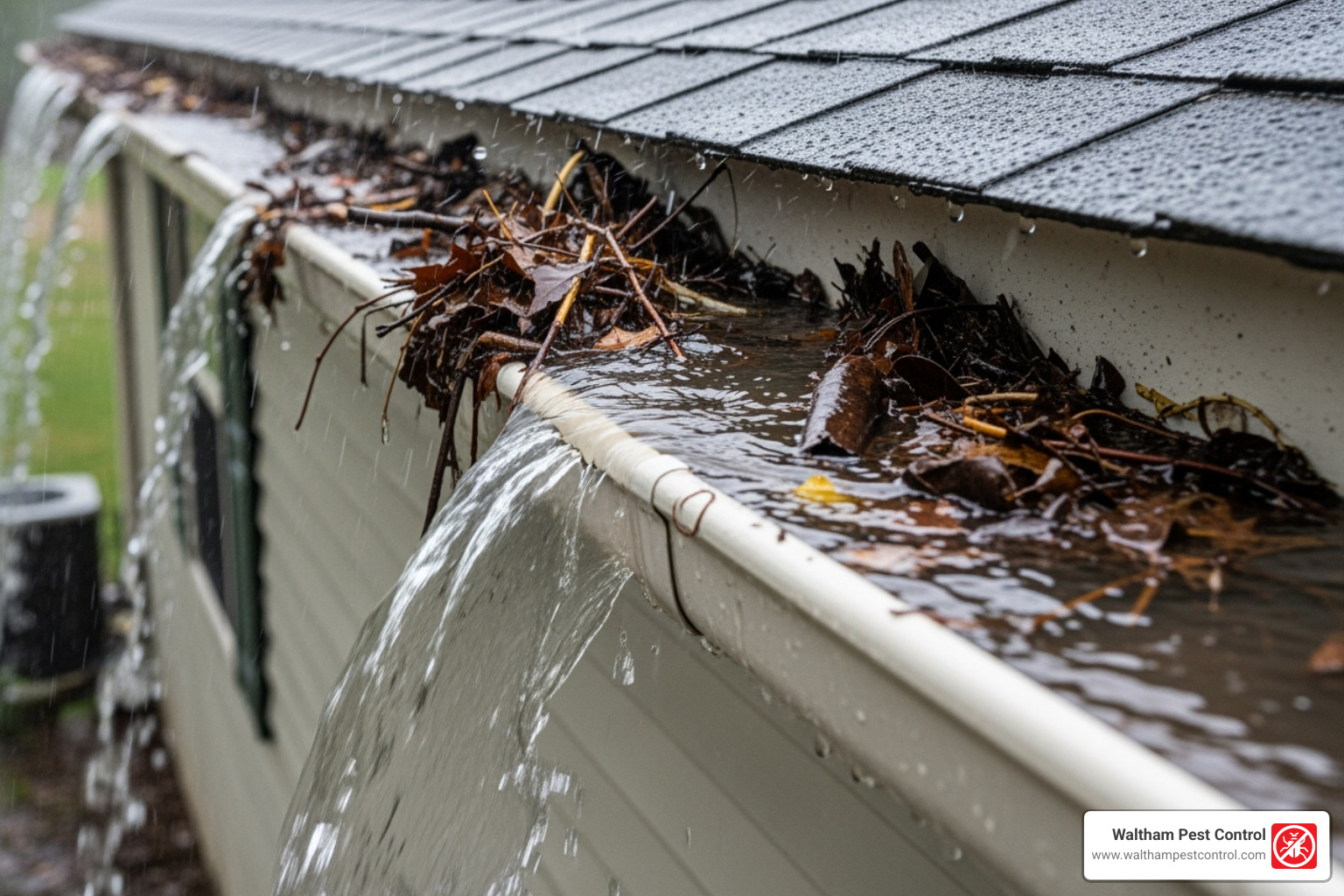 clogged gutter overflow - exterminating carpenter ants in house