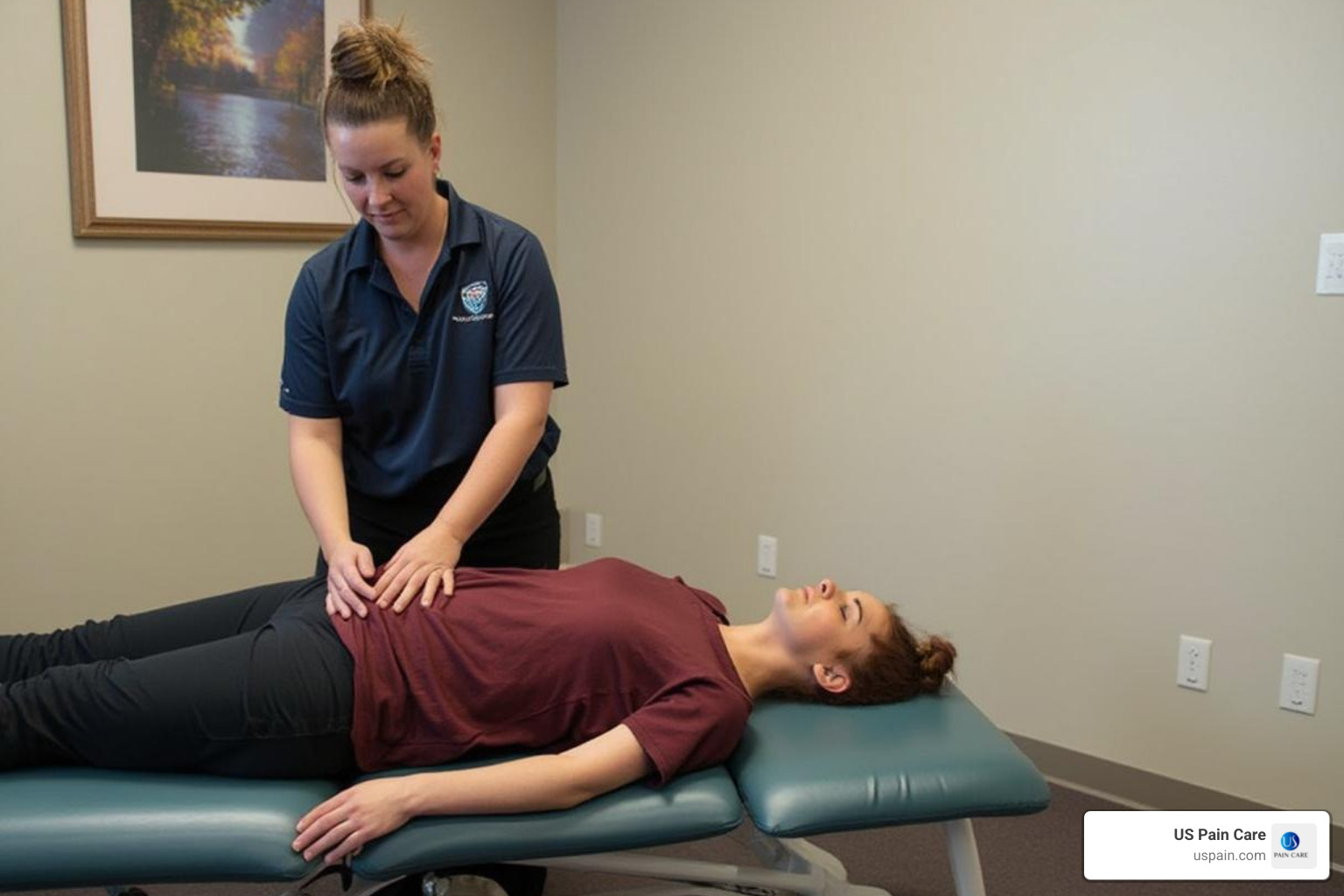 physical therapist working with a patient on their back - non-opioid solutions for acute pain physical therapist working with a patient on their back - non-opioid solutions for acute pain