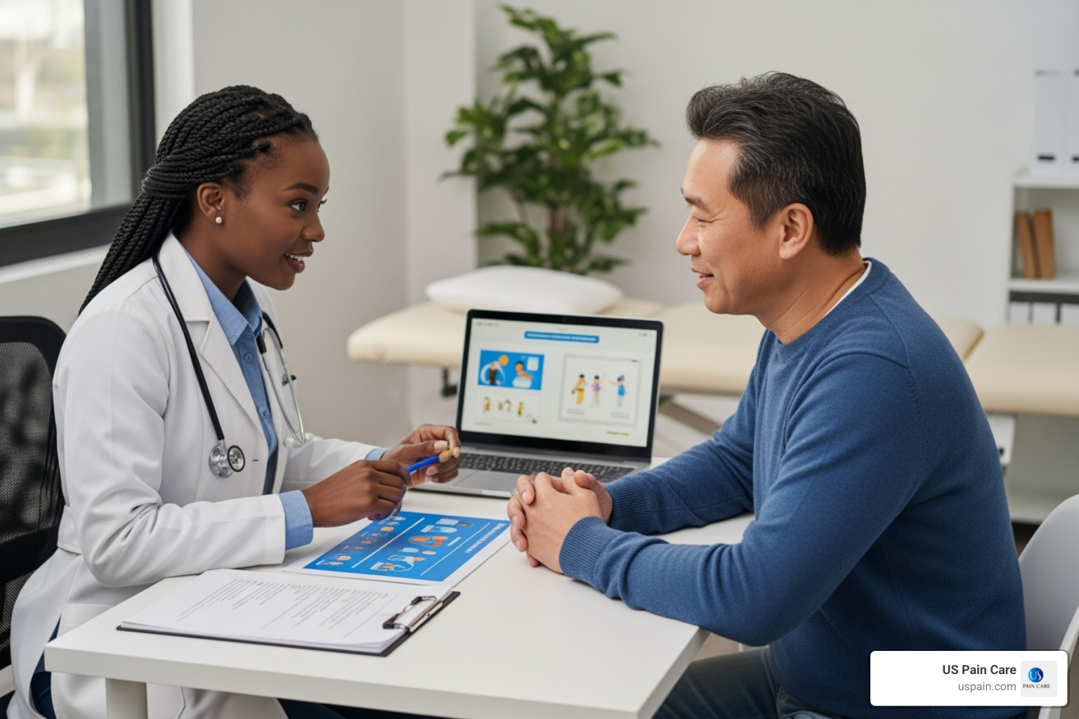 Occupational therapist collaborating with patient - chronic pain occupational therapy