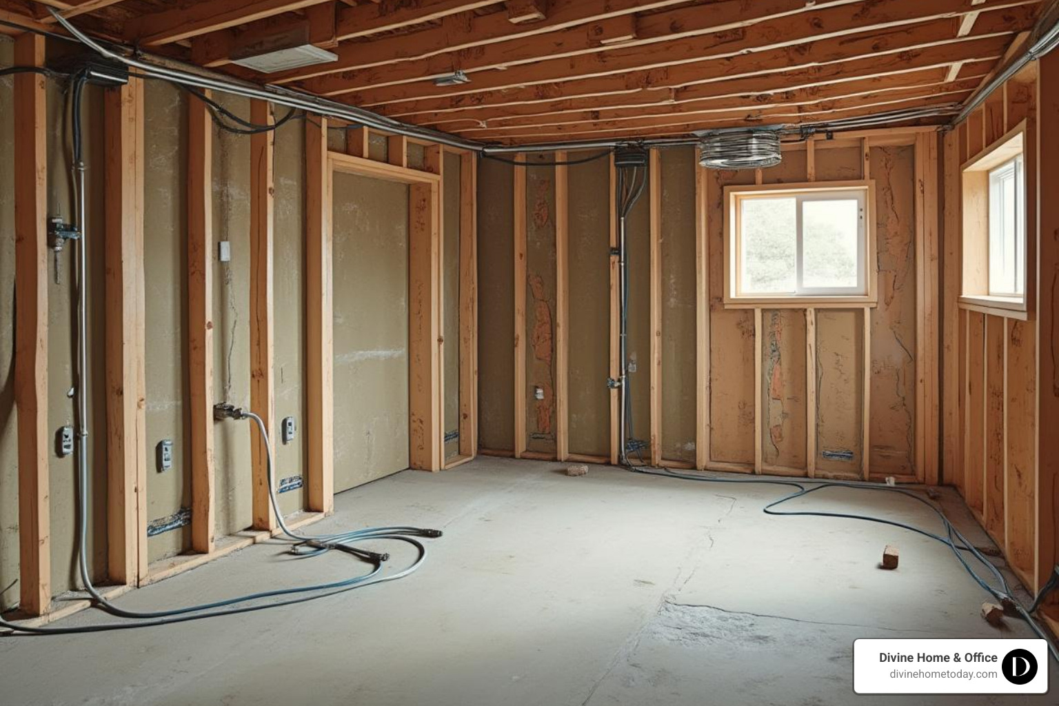 Basement framing and rough-in phase - Denver basement finishing