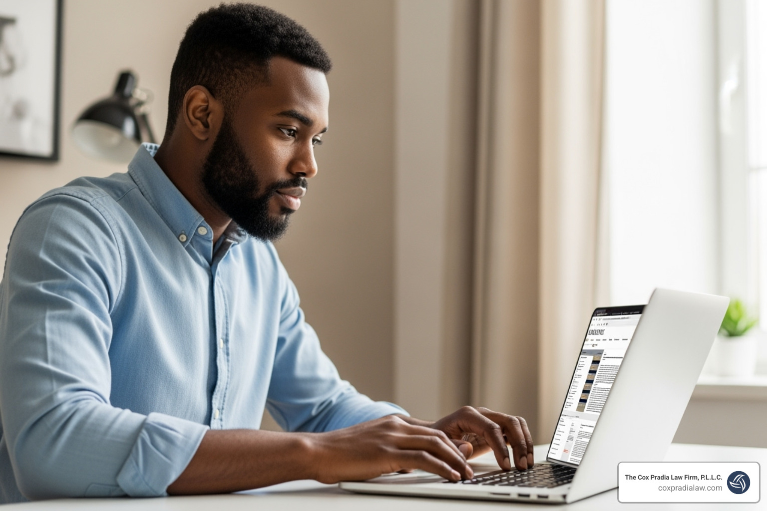 person researching lawyers on a laptop - wrongful death attorneys near me