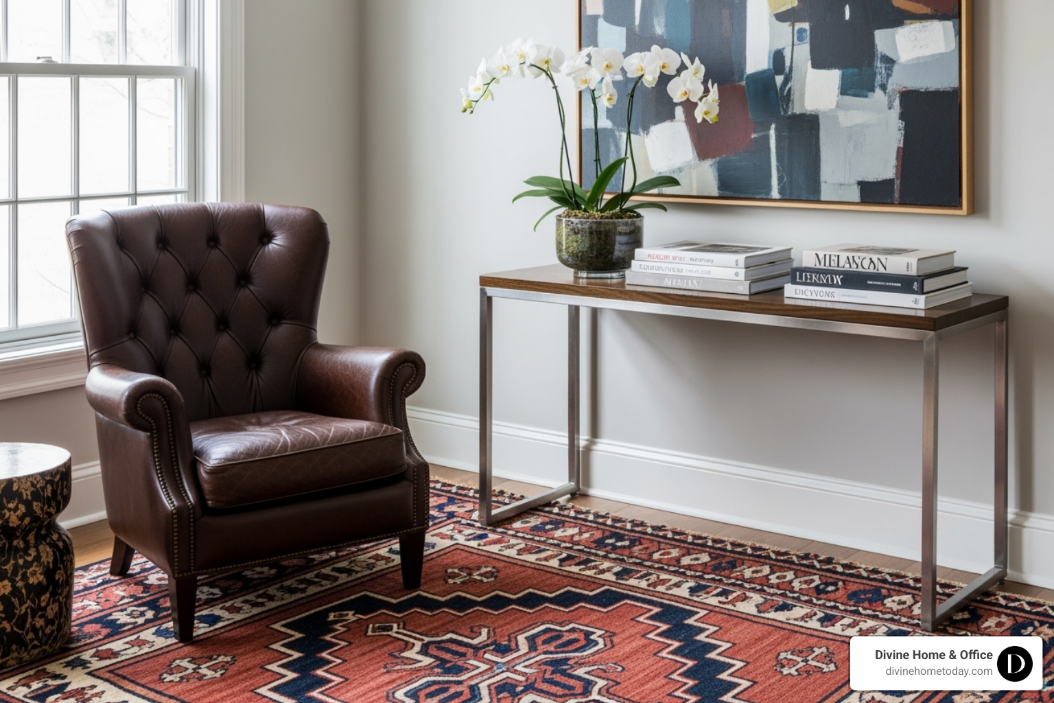 contemporary room showcasing a rich mix of textures like a leather chair, a plush rug, and a smooth metal table - contemporary residential room design