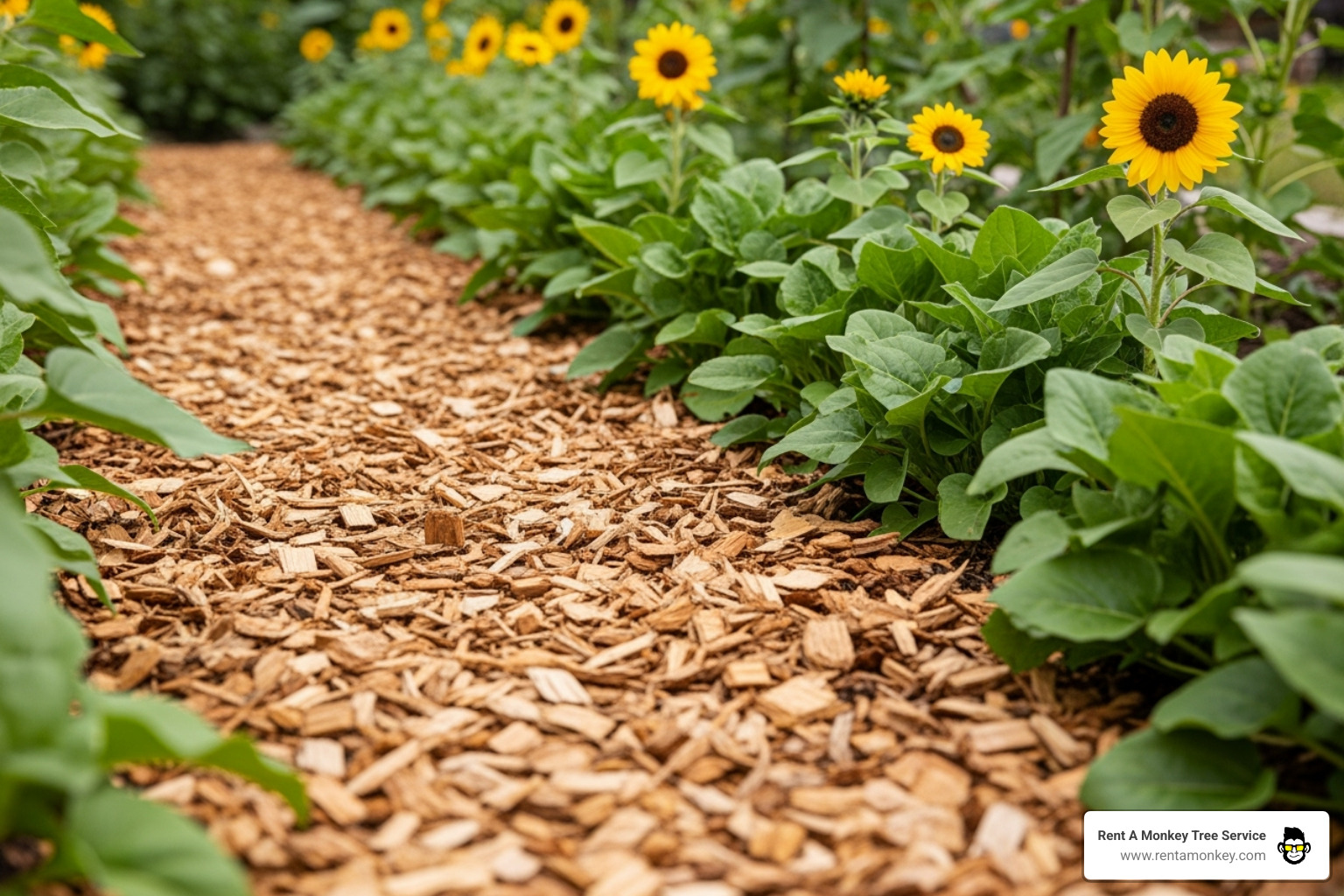 Fresh wood mulch neatly arranged in a garden bed, showcasing its aesthetic and practical benefits. - stump grinding salt lake city