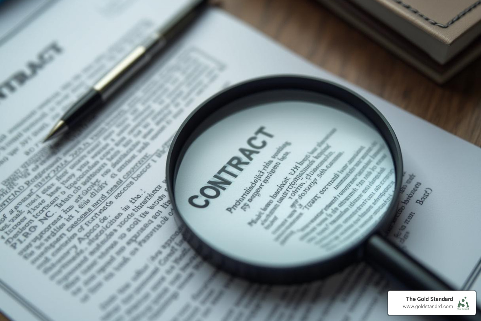 Magnifying glass over a contract, highlighting "transparency" and "case studies" - off page seo price