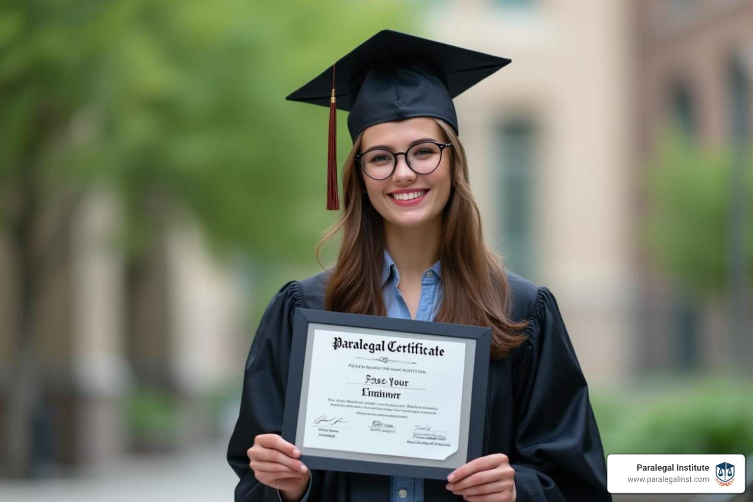 Smiling graduate holding a paralegal certificate - paralegal schools in nevada