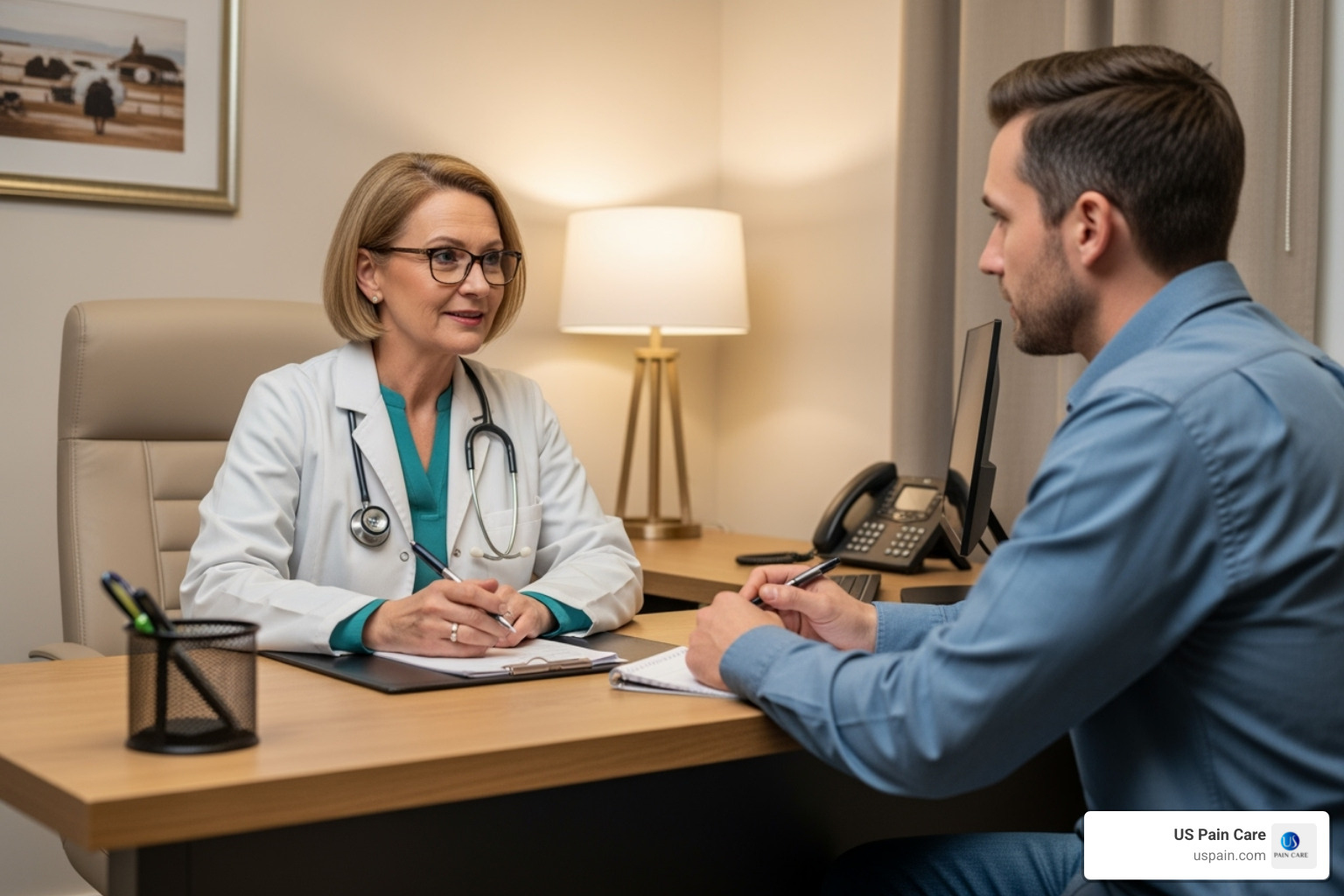 A doctor discussing treatment options with a patient - does chiropractic treatment help with low-back pain