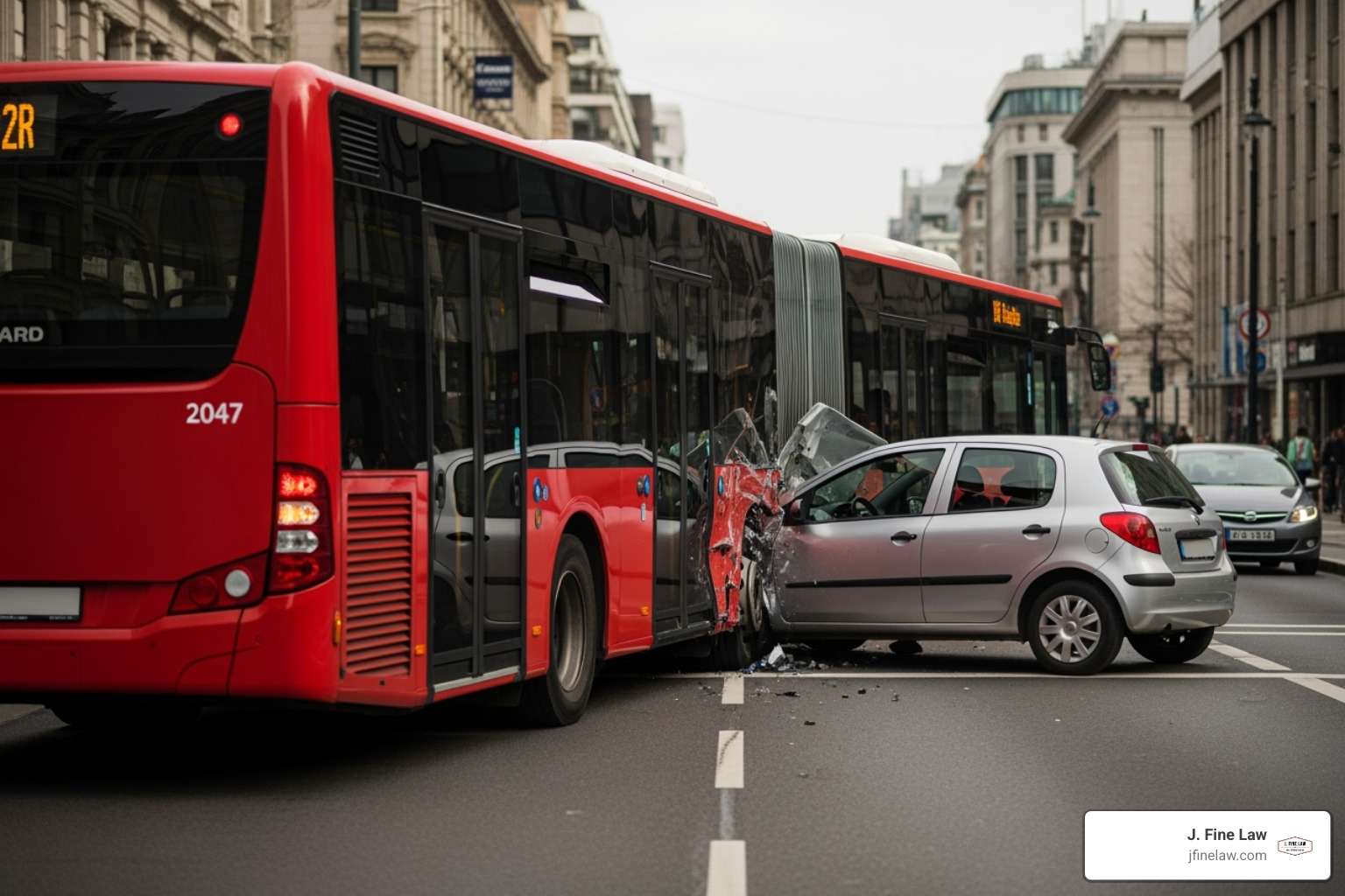 A common bus accident scenario, like a blind spot collision - injured in bus accident