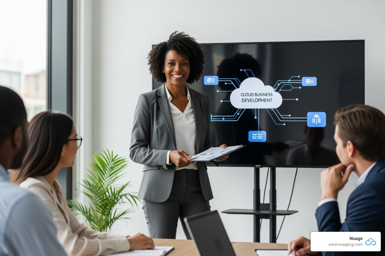 icons representing strategy, sales, technology skills - cloud business development manager