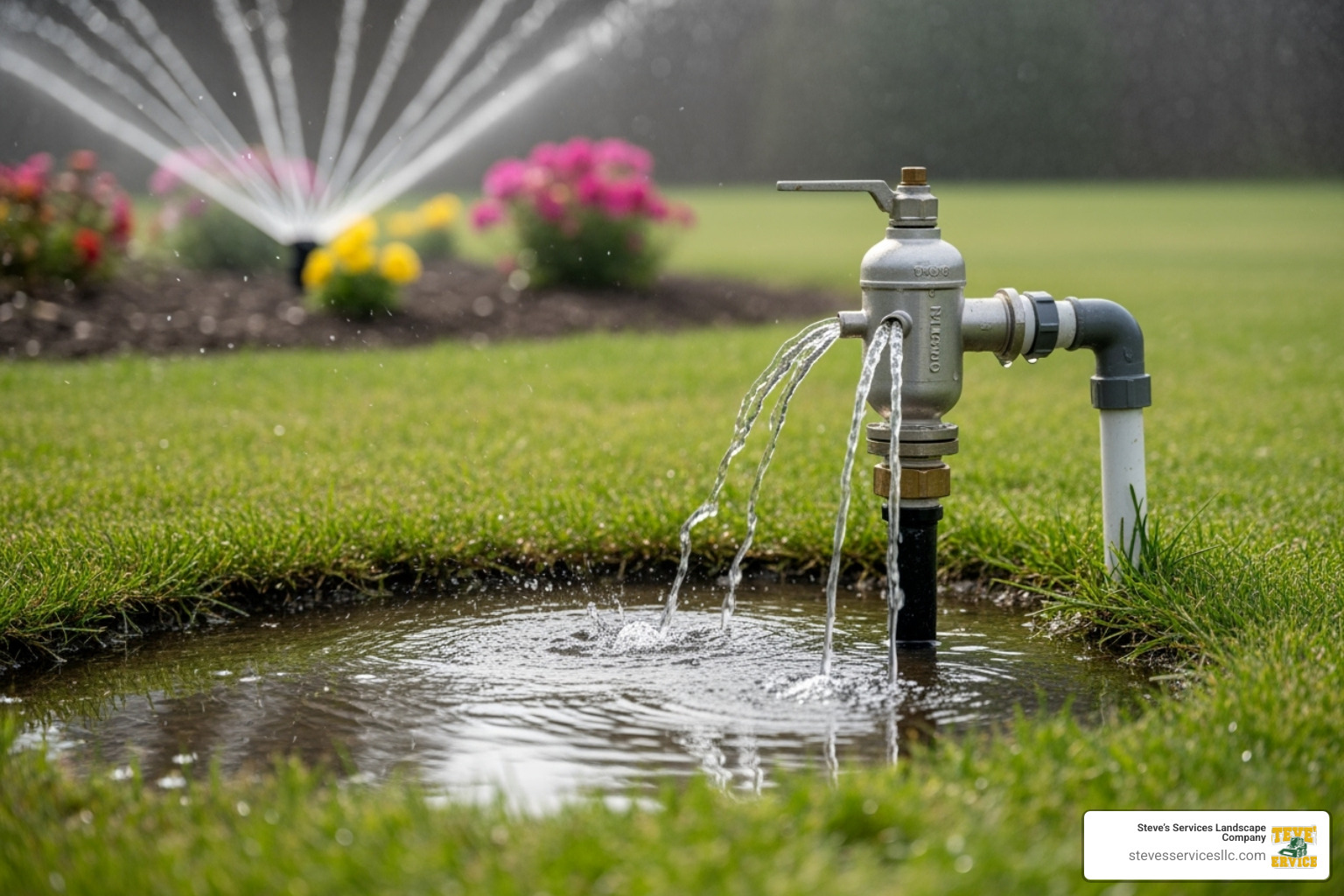 a backflow preventer with visible water leaking from its vents - sprinkler backflow preventer replacement cost