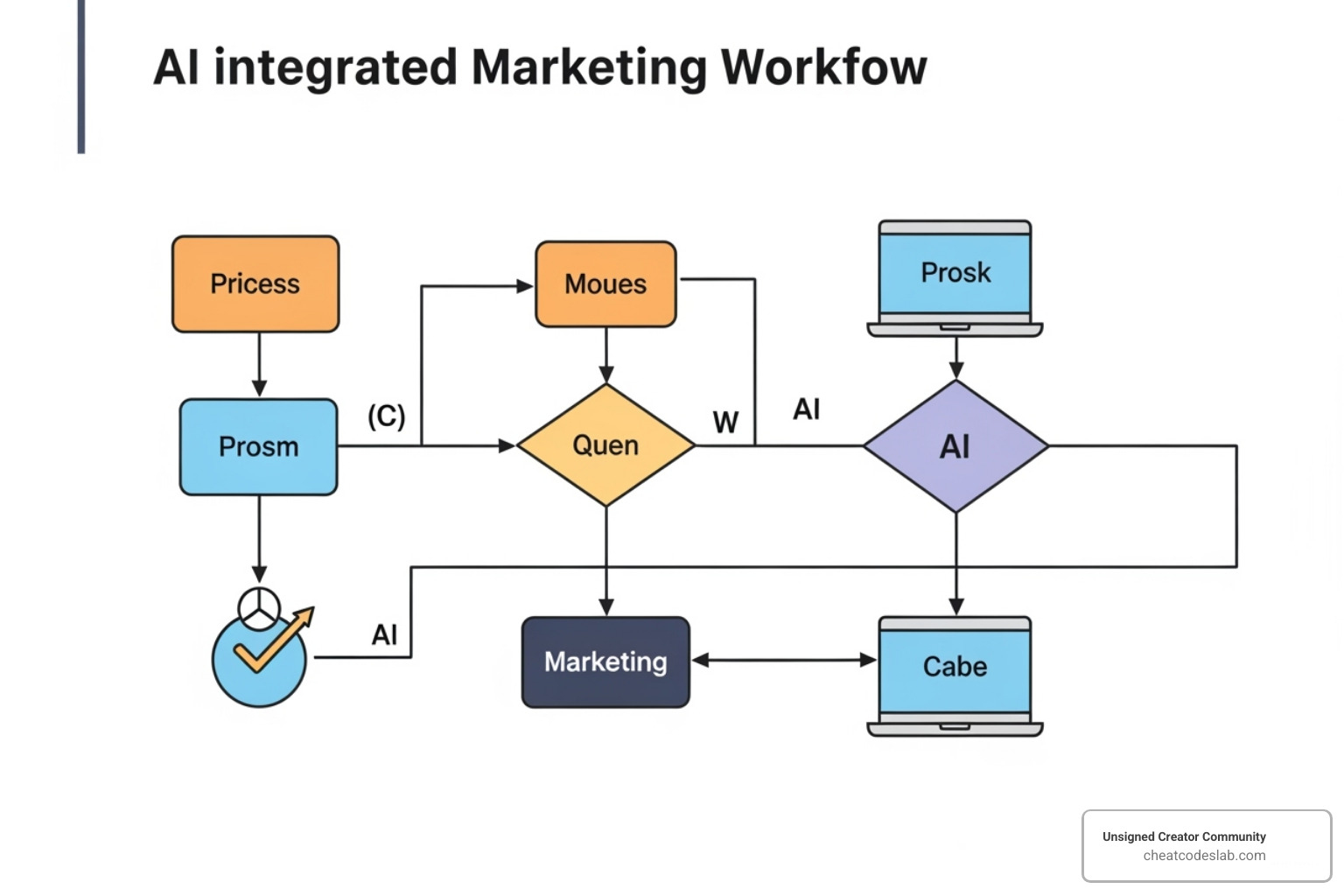 flowchart showing steps to integrate AI into a marketing workflow - artificial intelligence in marketing