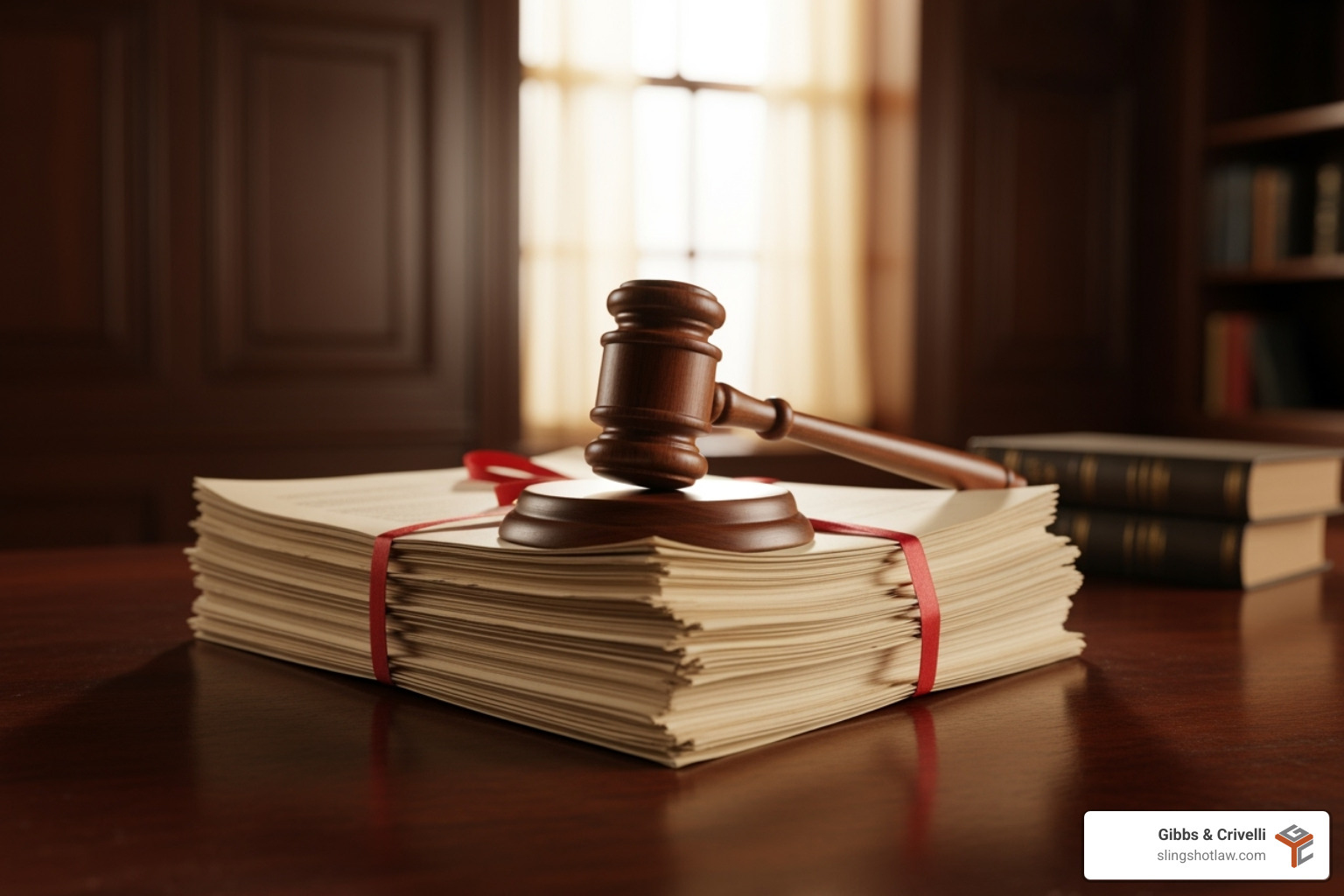 Legal documents and a gavel on a desk - personal injury law firm