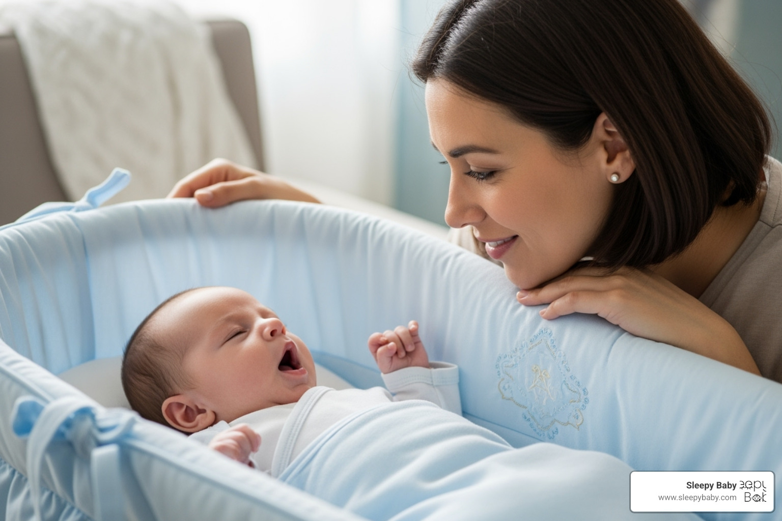 A parent recognizing a baby's sleepy cues like yawning - baby nap time tips