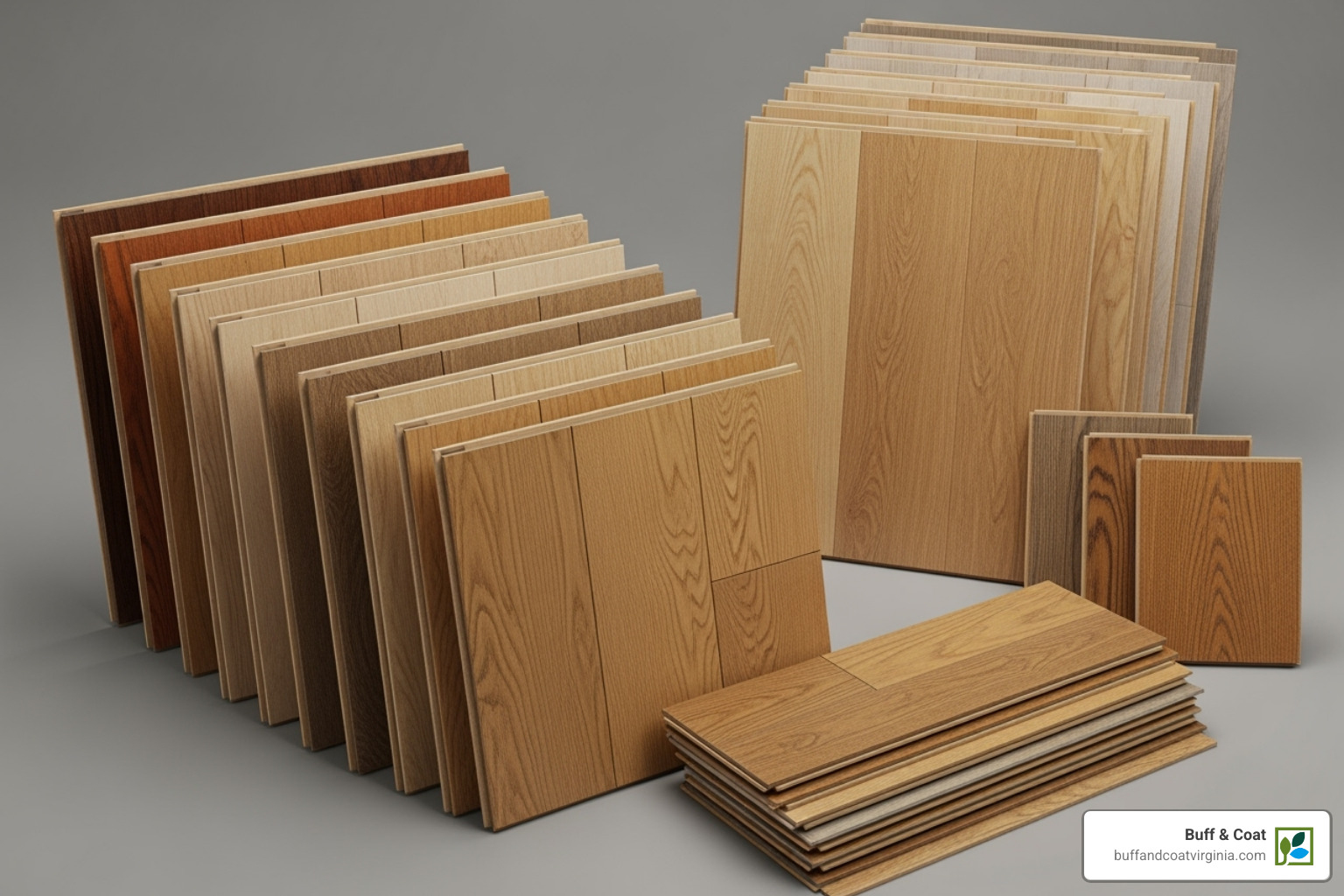 various hardwood samples, including oak, maple, and engineered planks - hardwood flooring richmond va