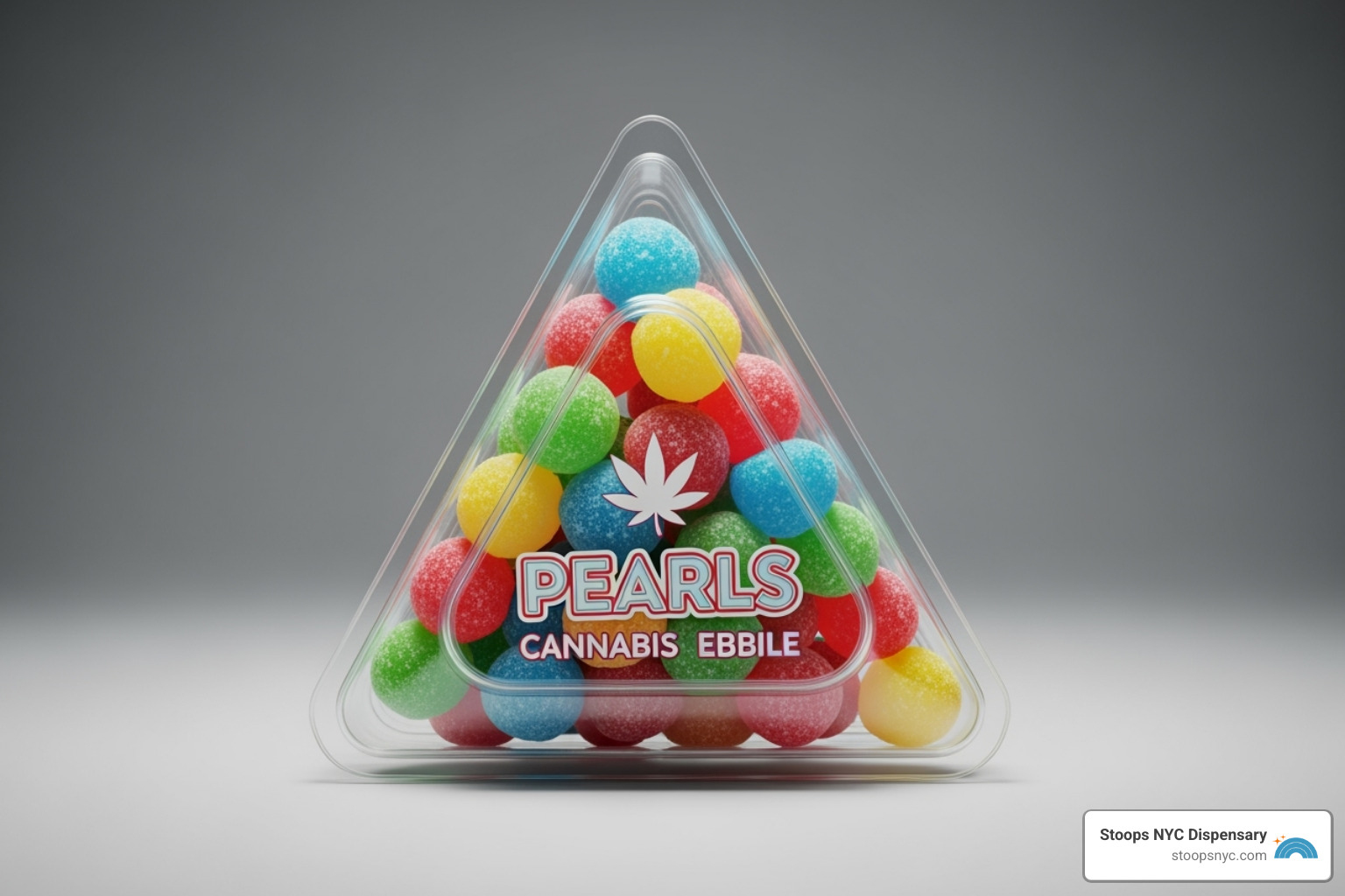 Grön's distinctive triangular Pearl packaging and colorful gummies - gron edibles