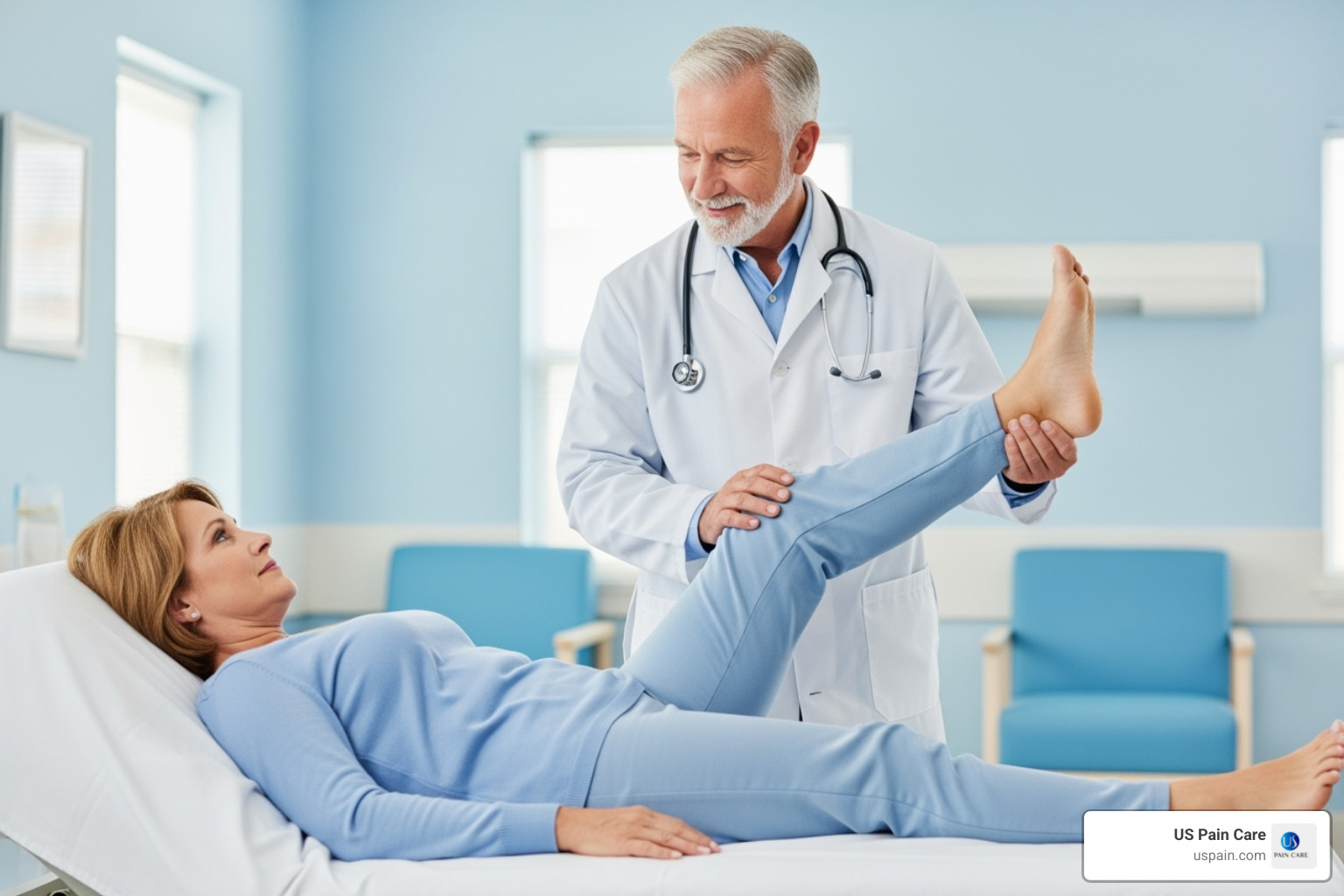 Image of a doctor performing a straight leg raise test - what is a herniated disc