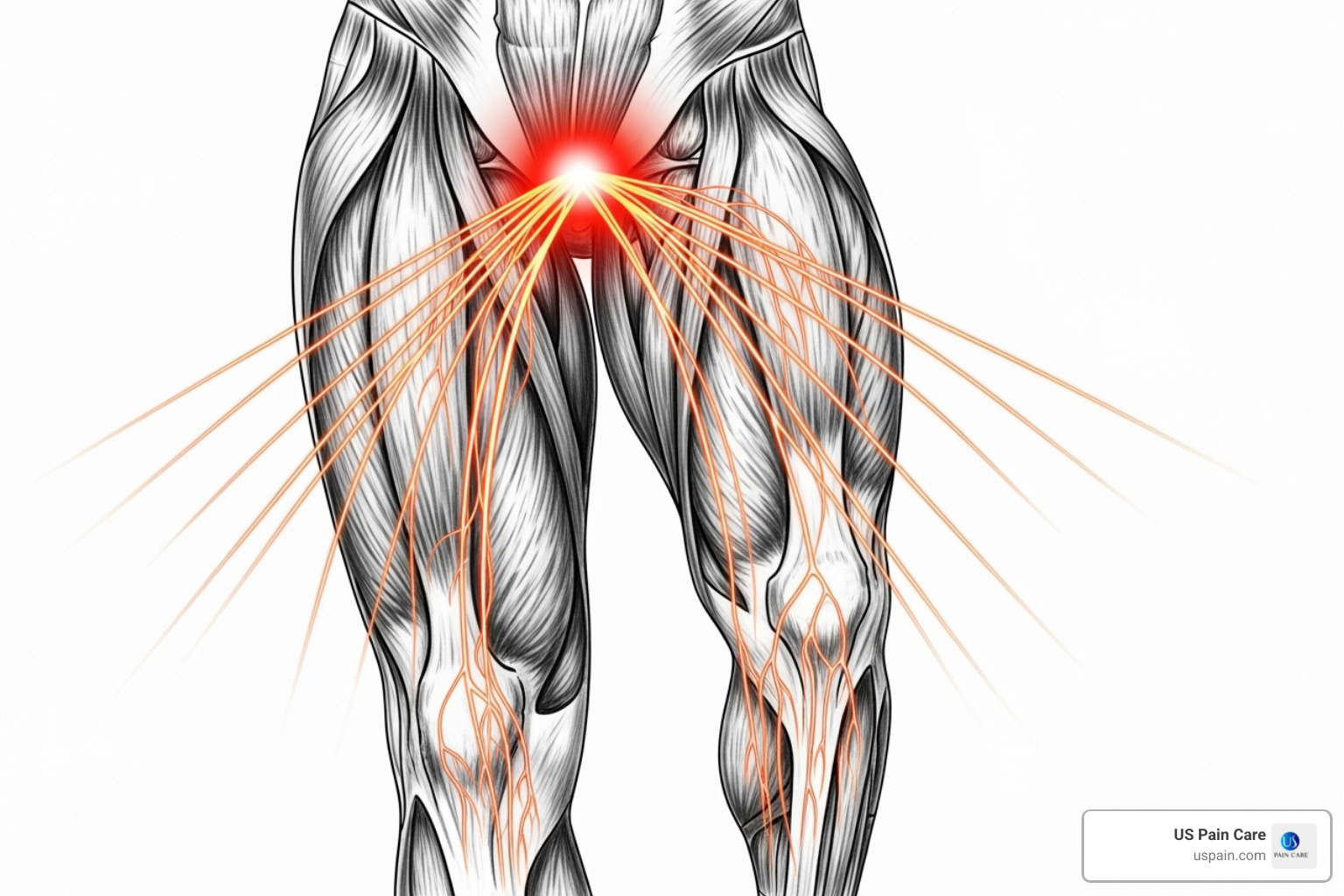 Image illustrating nerve pain radiating down a leg (sciatica) - what is a herniated disc