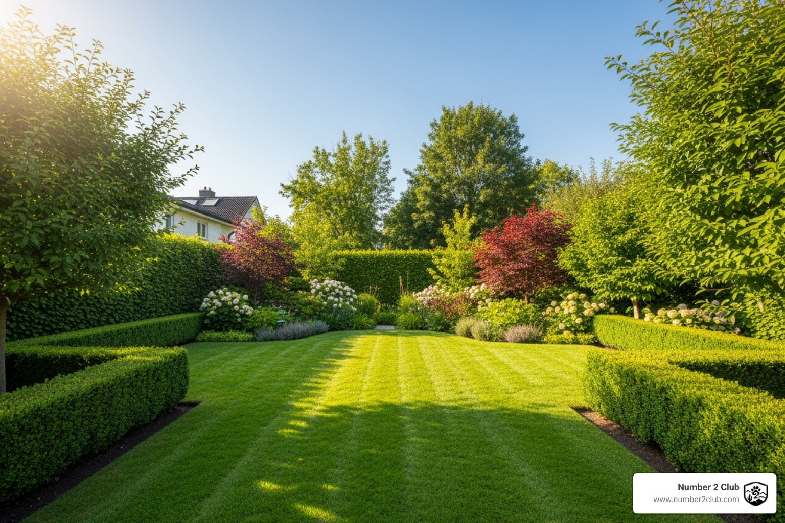 A well-maintained yard one year after a major cleanup - overgrown yard clean up