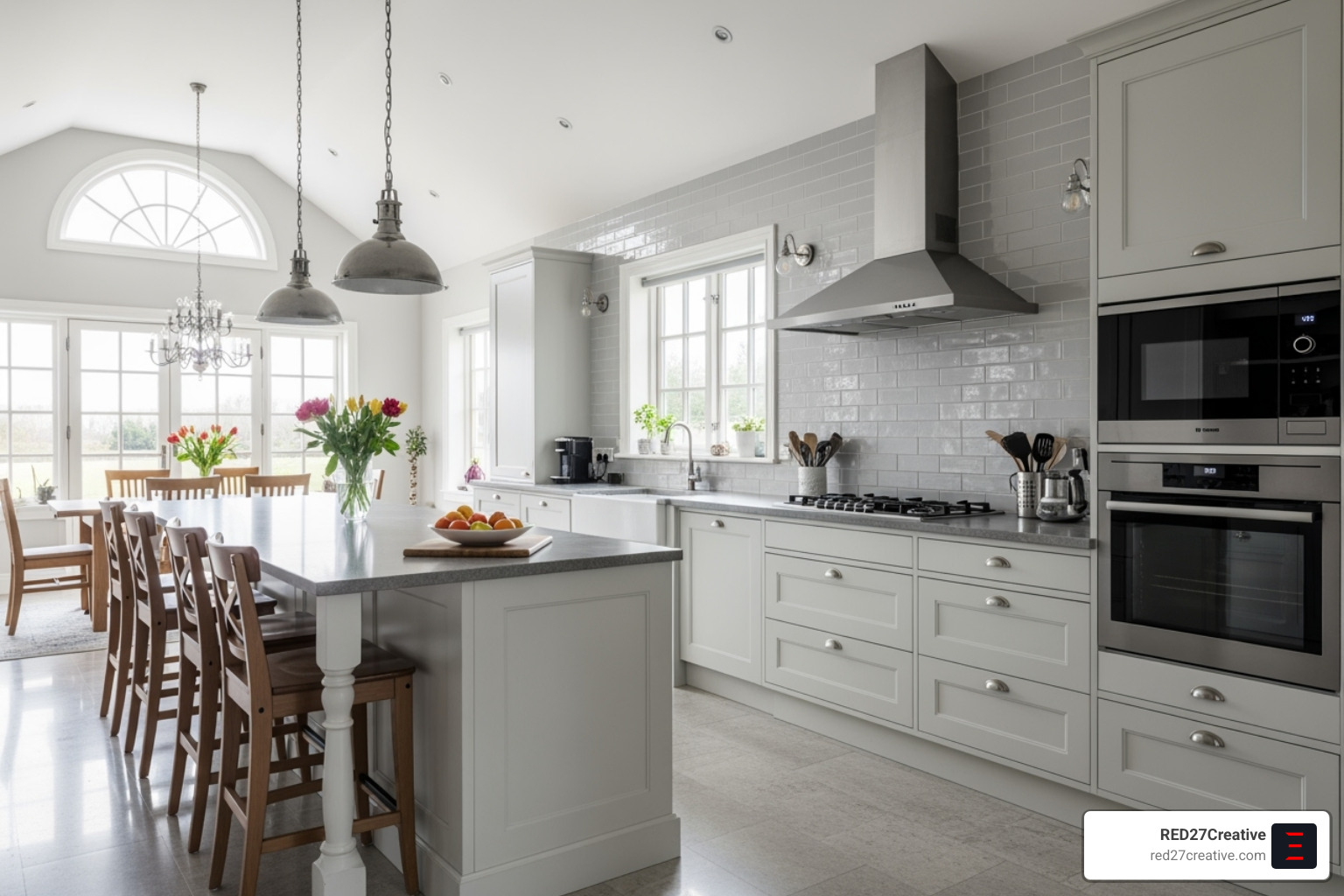 Picture This – Your Ultimate Naperville Real Estate Photography Resource • Naperville real estate photography • RED27Creative A bright, well-lit interior photo of a modern kitchen, highlighting its spaciousness and design - Naperville real estate photography