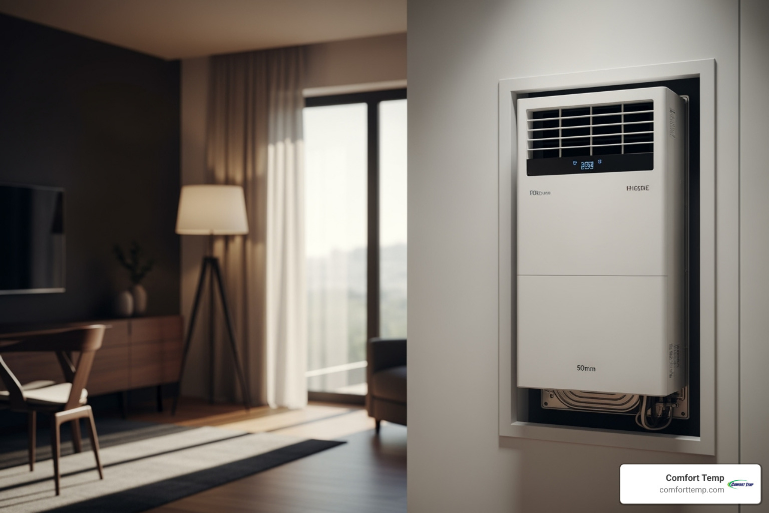 Image of a smart thermostat interface on a phone - new hvac system