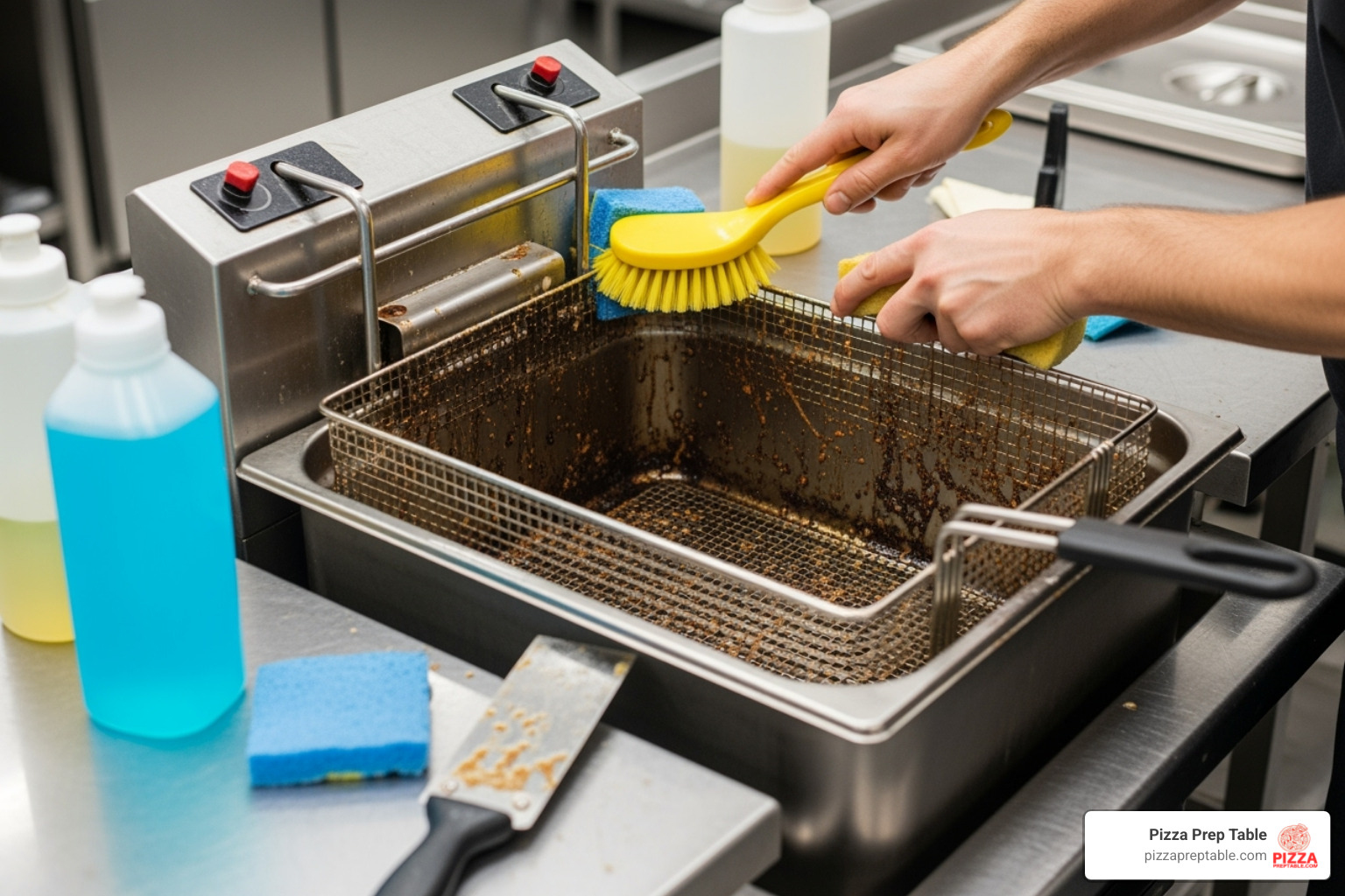 removable stainless steel fryer tank being cleaned - commercial electric deep fryer