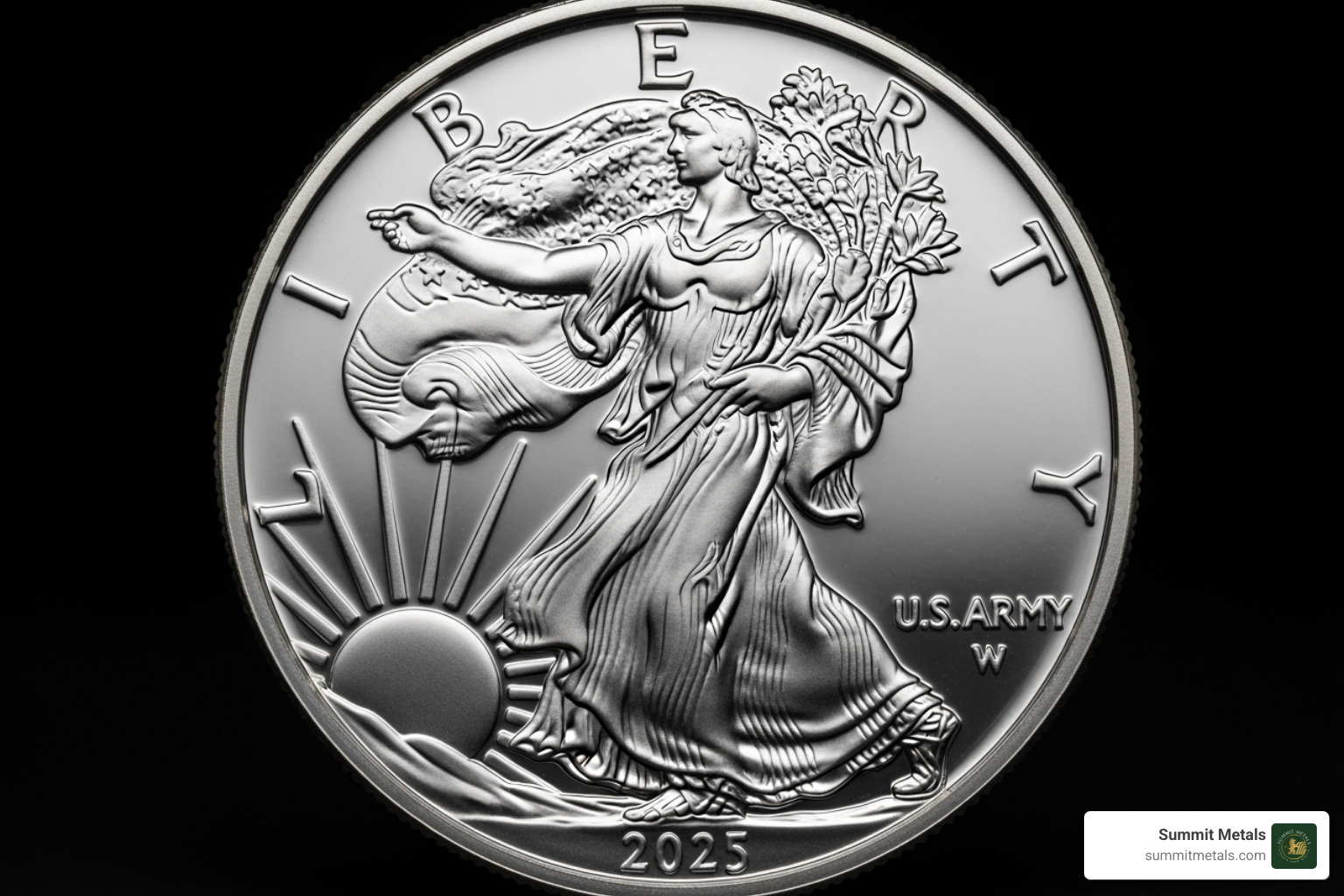 2025-W Proof American Silver Eagle with the U.S. Army privy mark - 2025 1 oz fine silver dollar